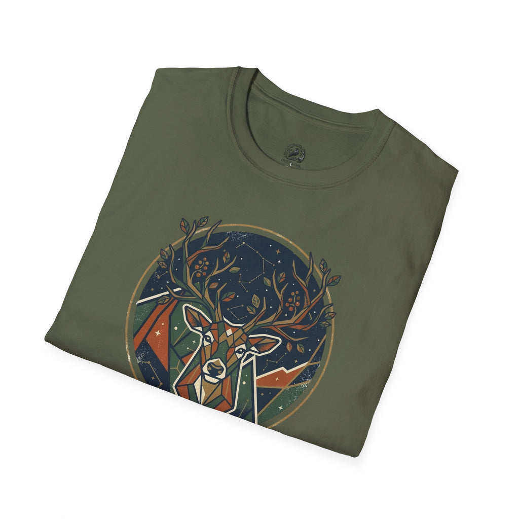 Mystic Forest Stag T-Shirt — Geometric Deer Nature Tee