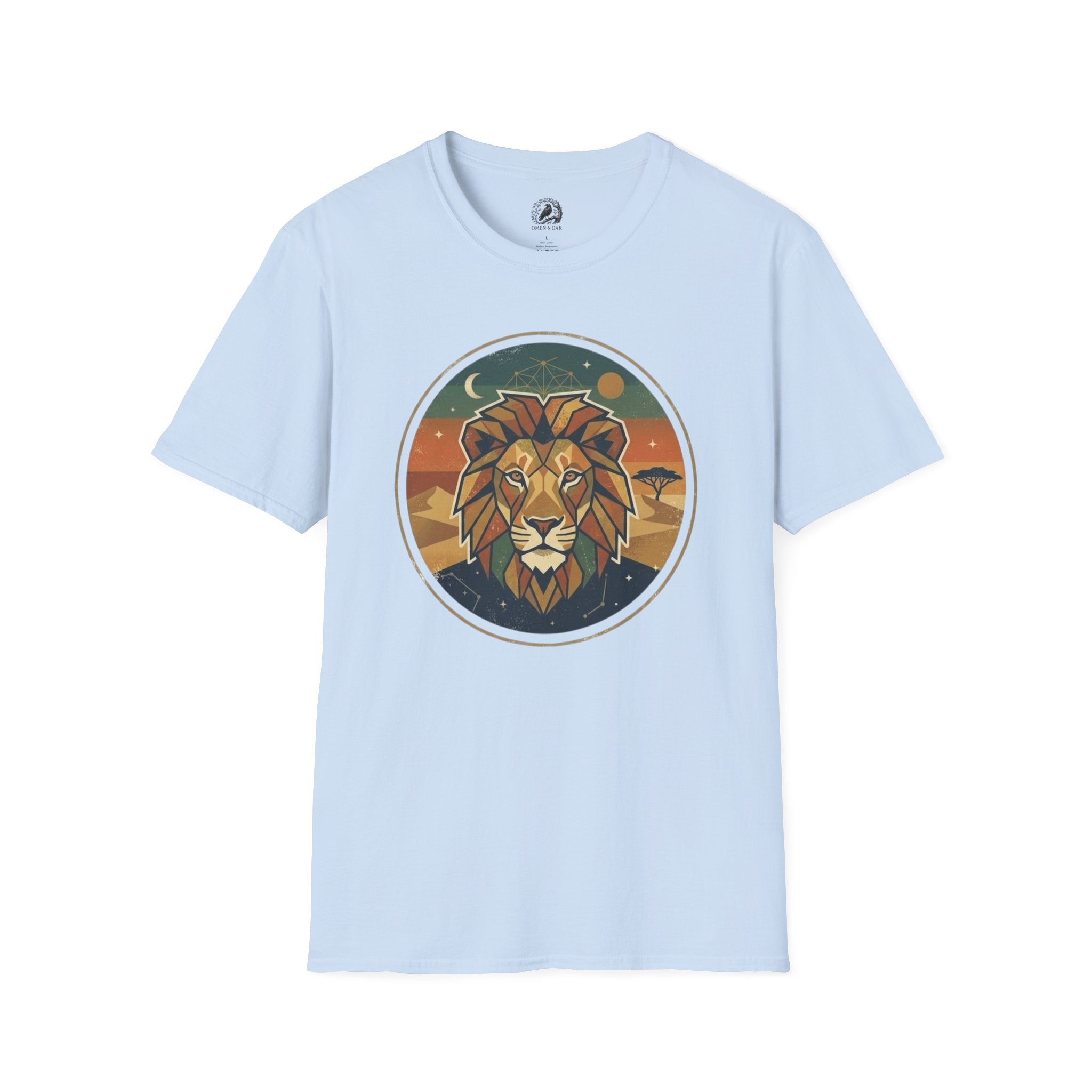 Lion Graphic T-Shirt — Retro Sunset Leopard King Tee