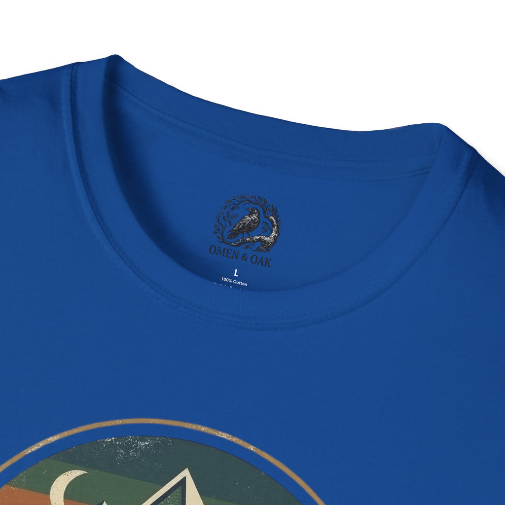 Wolf Mountain Circle T-Shirt — Retro Geometric Nature Graphic