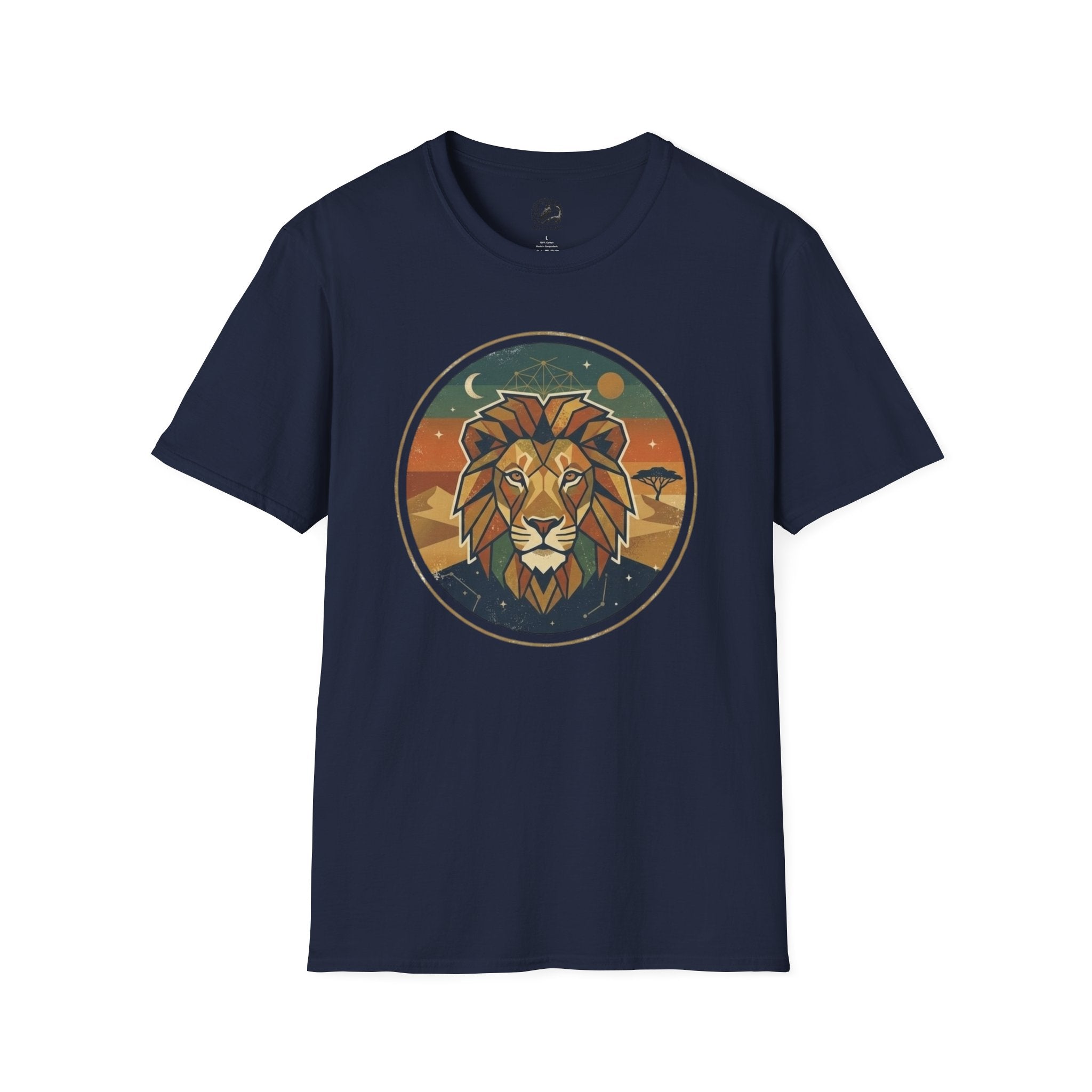 Lion Graphic T-Shirt — Retro Sunset Leopard King Tee