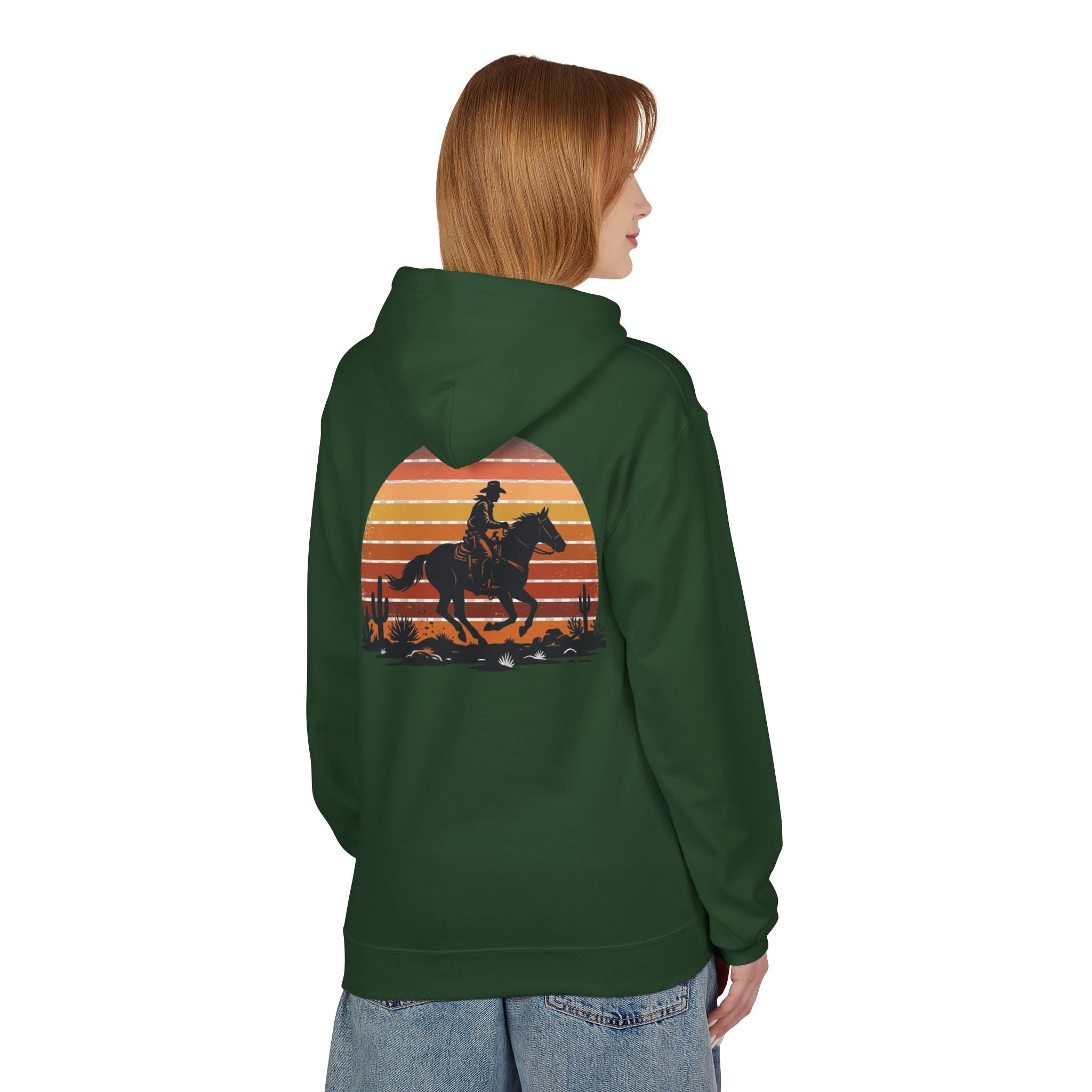 Horse Rider Sunset Hoodie — Retro Western Equestrian Sweatshirt
