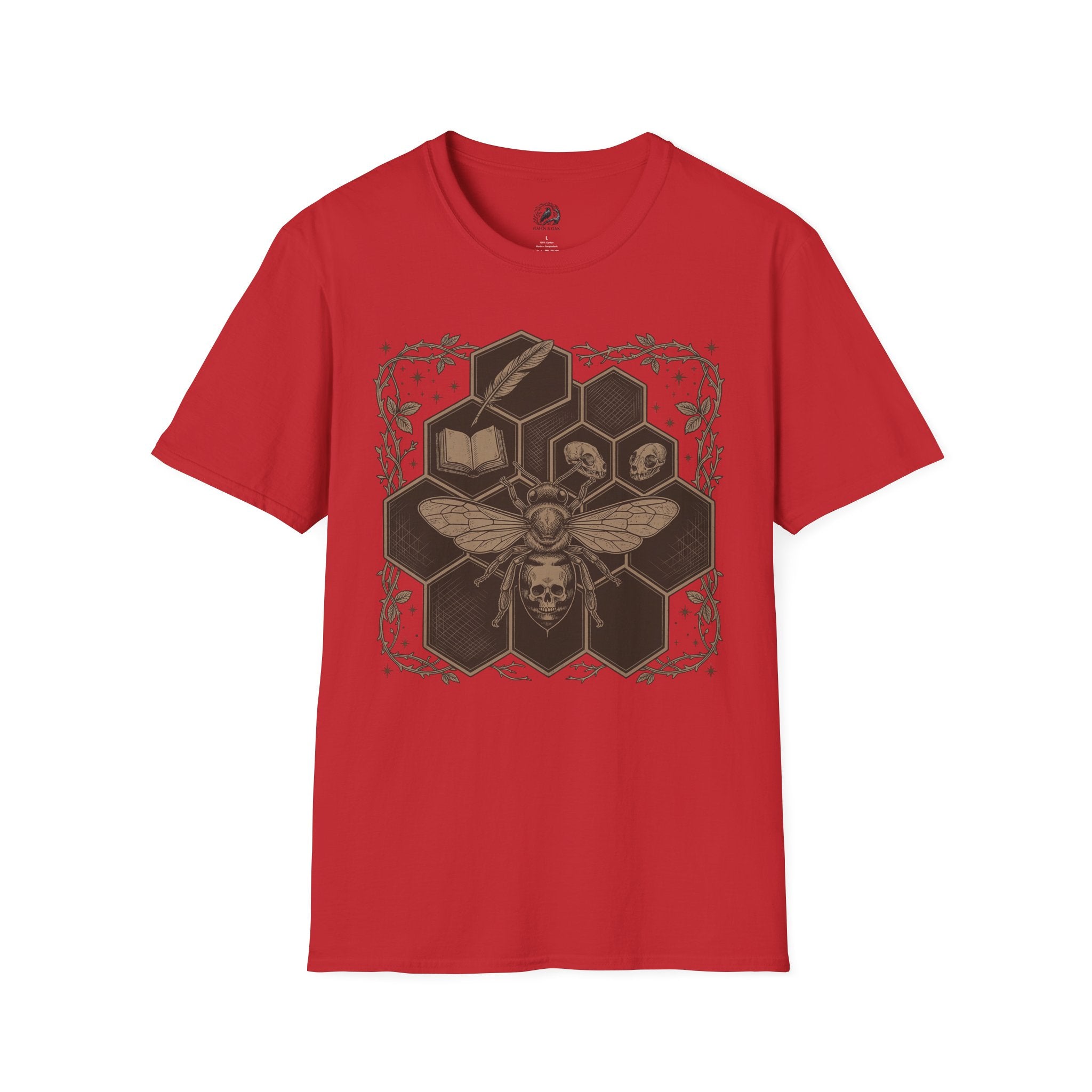 Bee Skull Honeycomb T-Shirt — Gothic Bee Graphic Tee