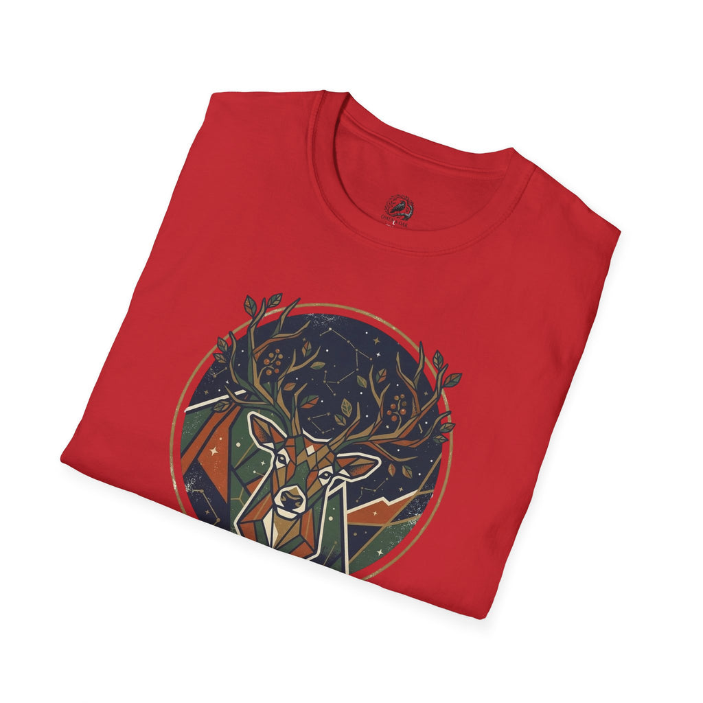 Mystic Forest Stag T-Shirt — Geometric Deer Nature Tee