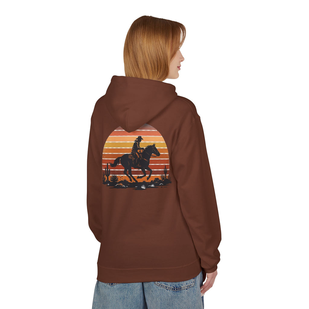 Horse Rider Sunset Hoodie — Retro Western Equestrian Sweatshirt