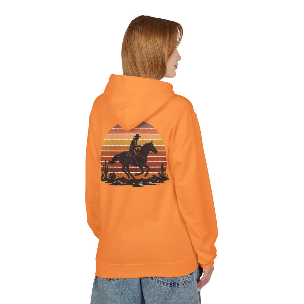 Horse Rider Sunset Hoodie — Retro Western Equestrian Sweatshirt