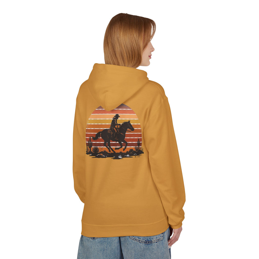 Horse Rider Sunset Hoodie — Retro Western Equestrian Sweatshirt
