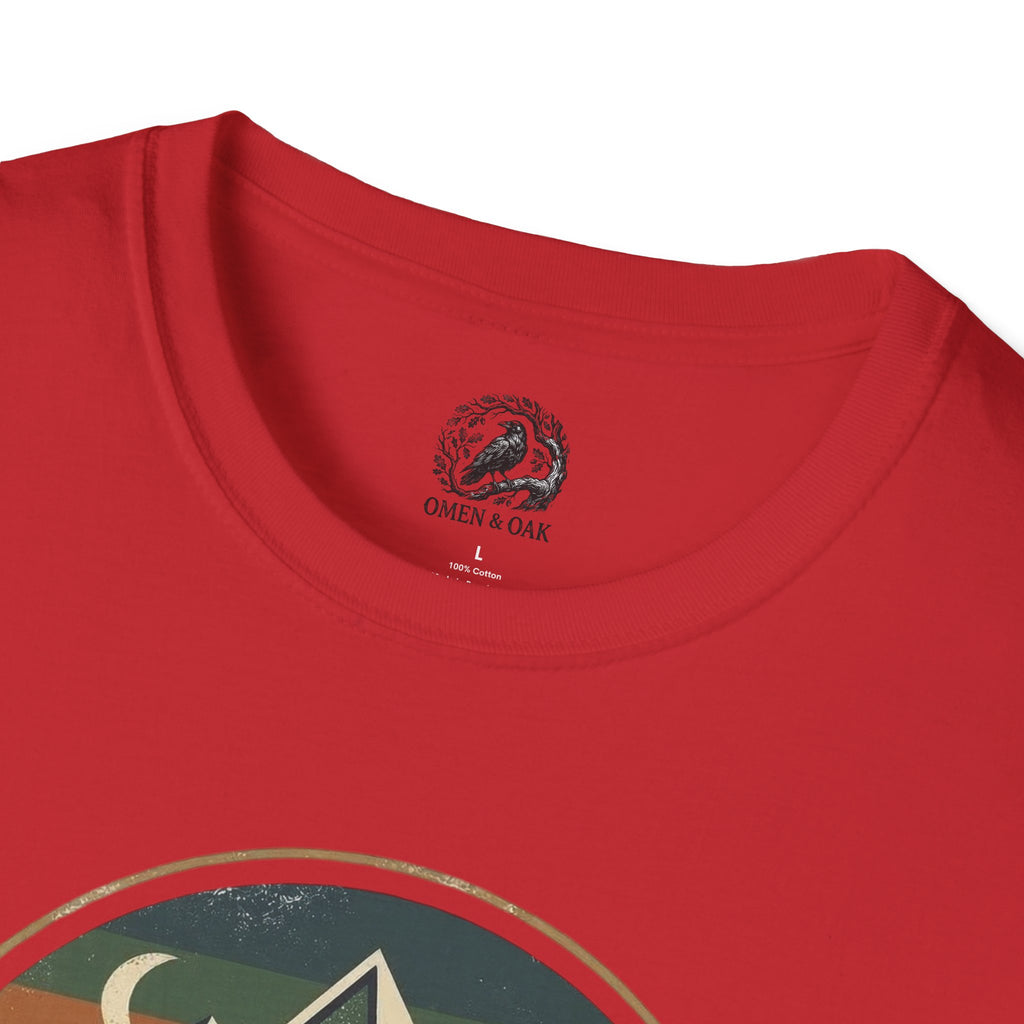 Wolf Mountain Circle T-Shirt — Retro Geometric Nature Graphic