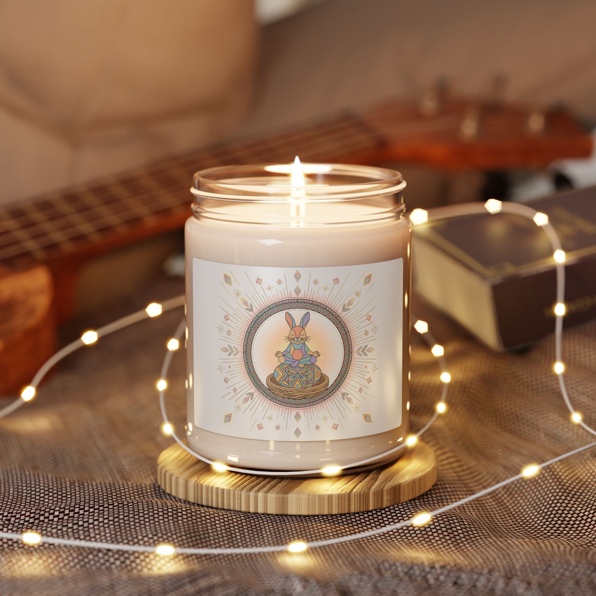 9oz Soy Candle — Whimsical Bunny Floral Design (Scented)