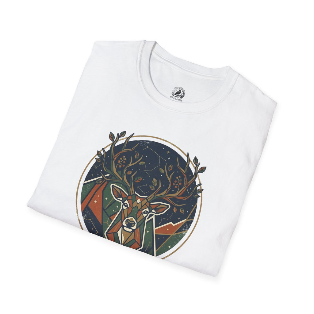 Mystic Forest Stag T-Shirt — Geometric Deer Nature Tee