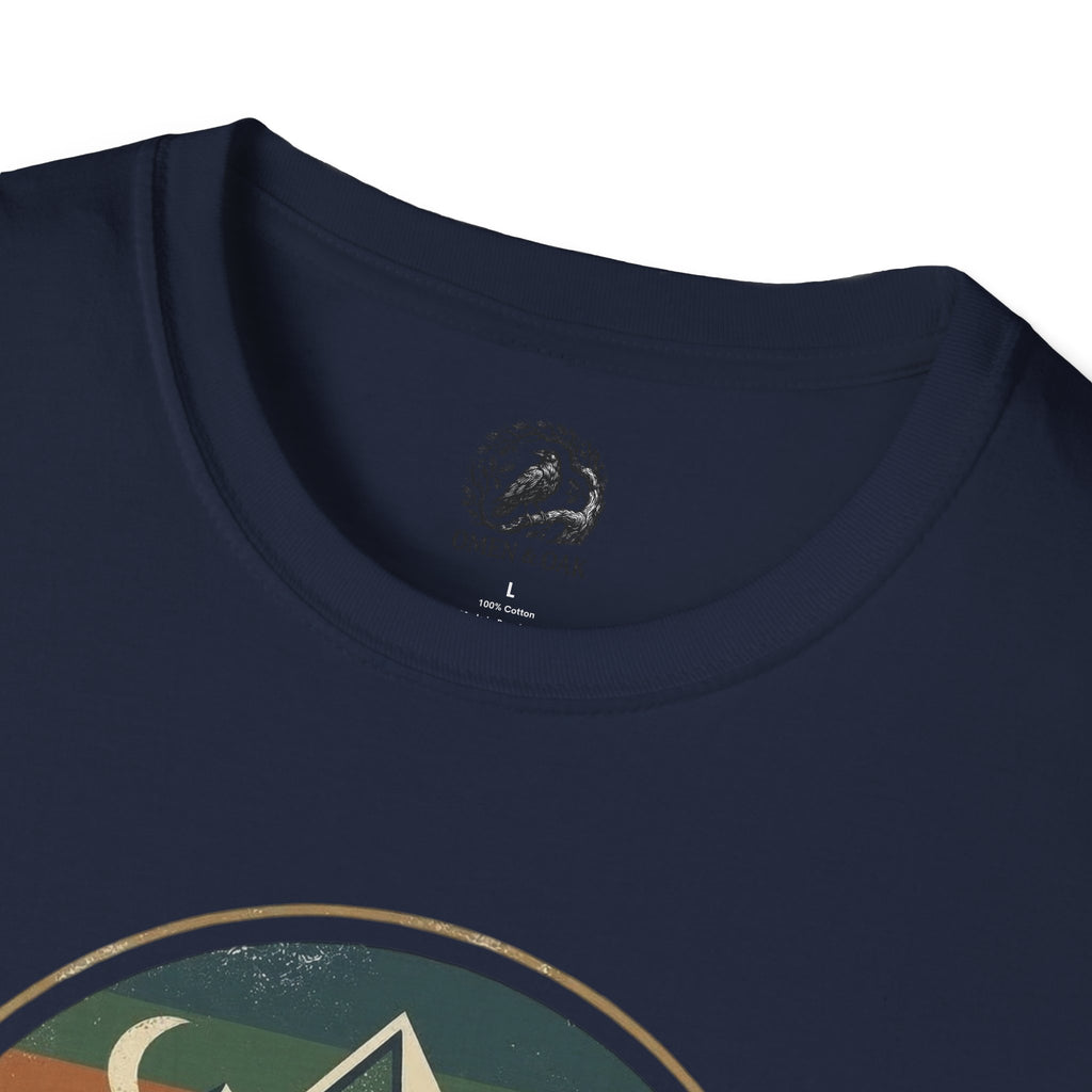 Wolf Mountain Circle T-Shirt — Retro Geometric Nature Graphic
