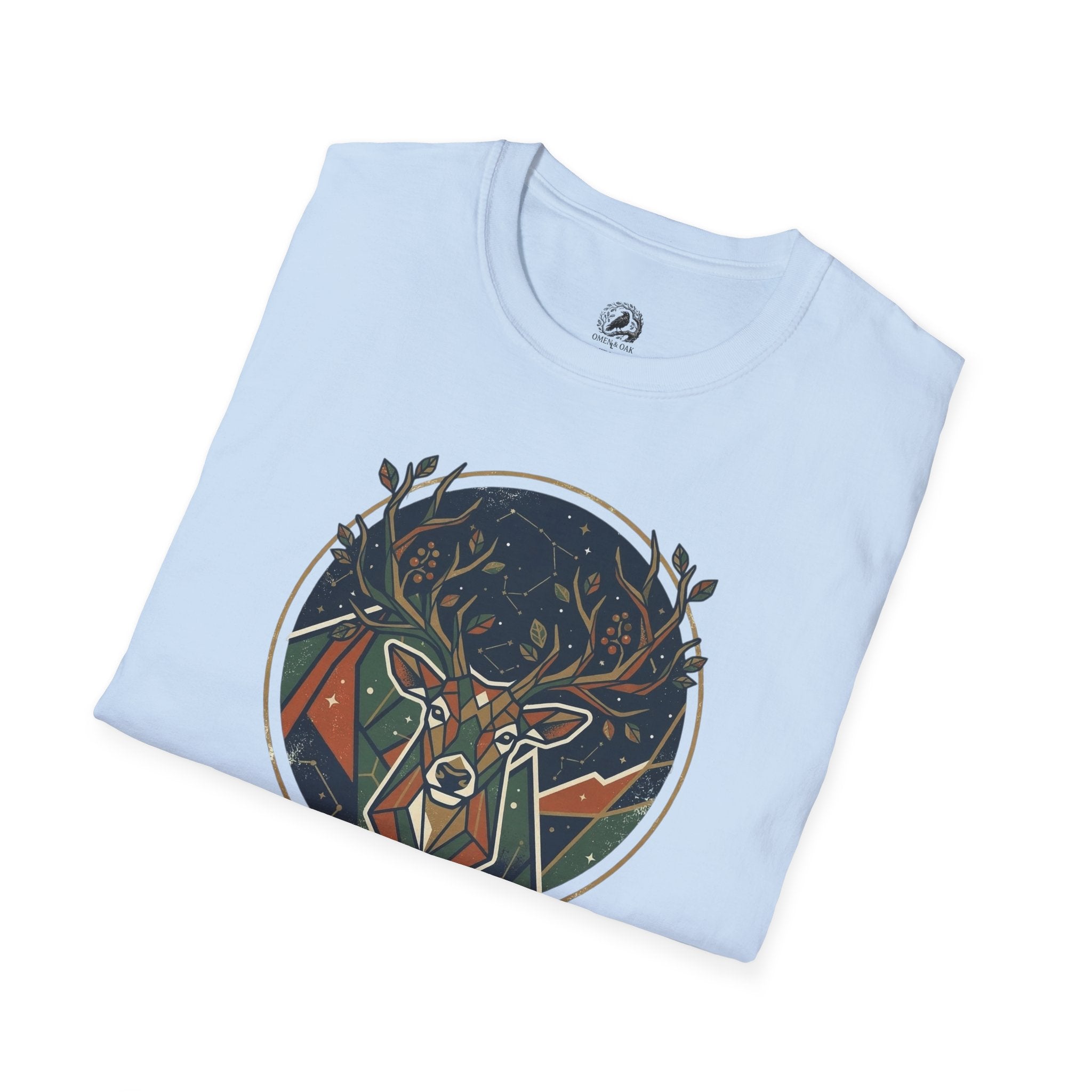 Mystic Forest Stag T-Shirt — Geometric Deer Nature Tee