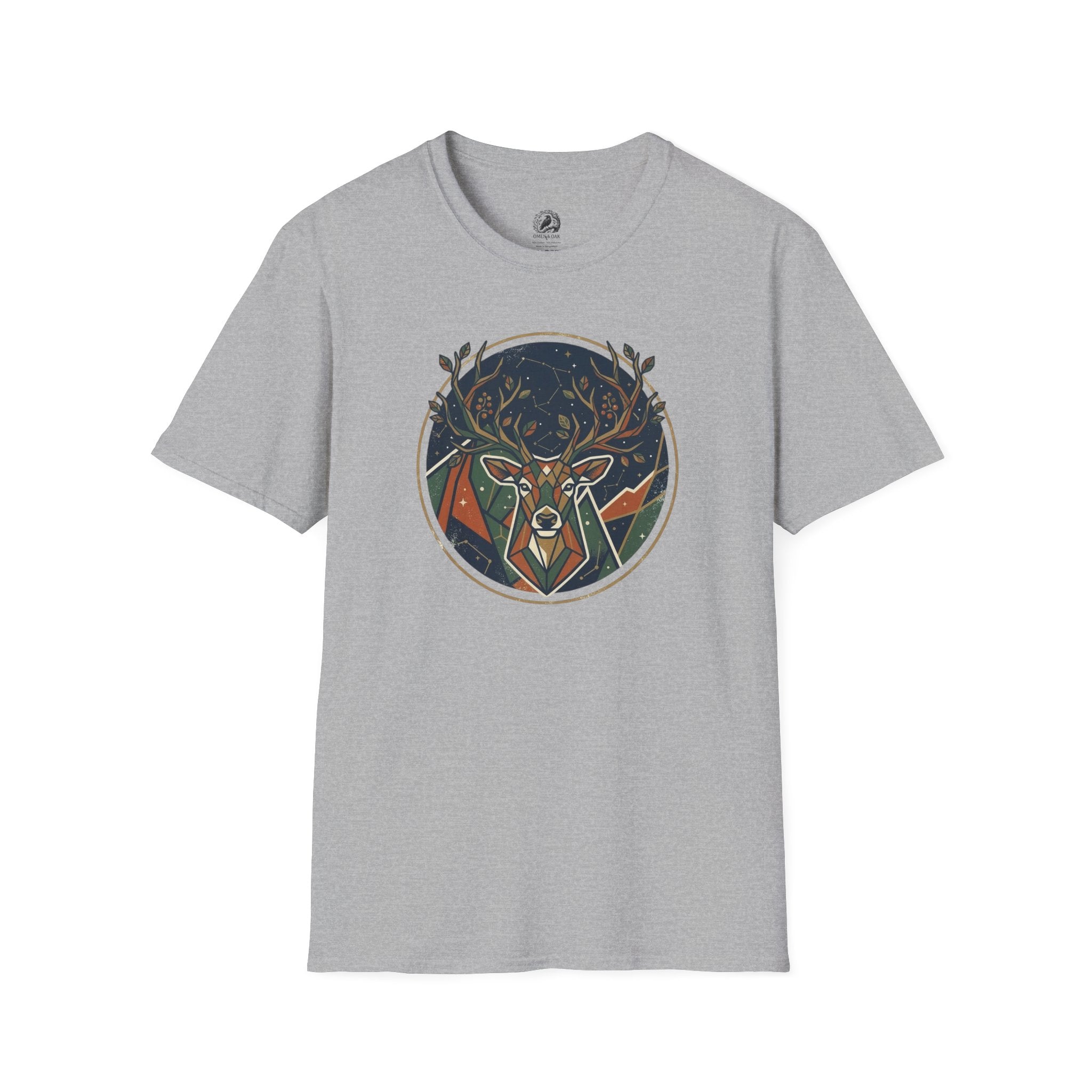 Mystic Forest Stag T-Shirt — Geometric Deer Nature Tee