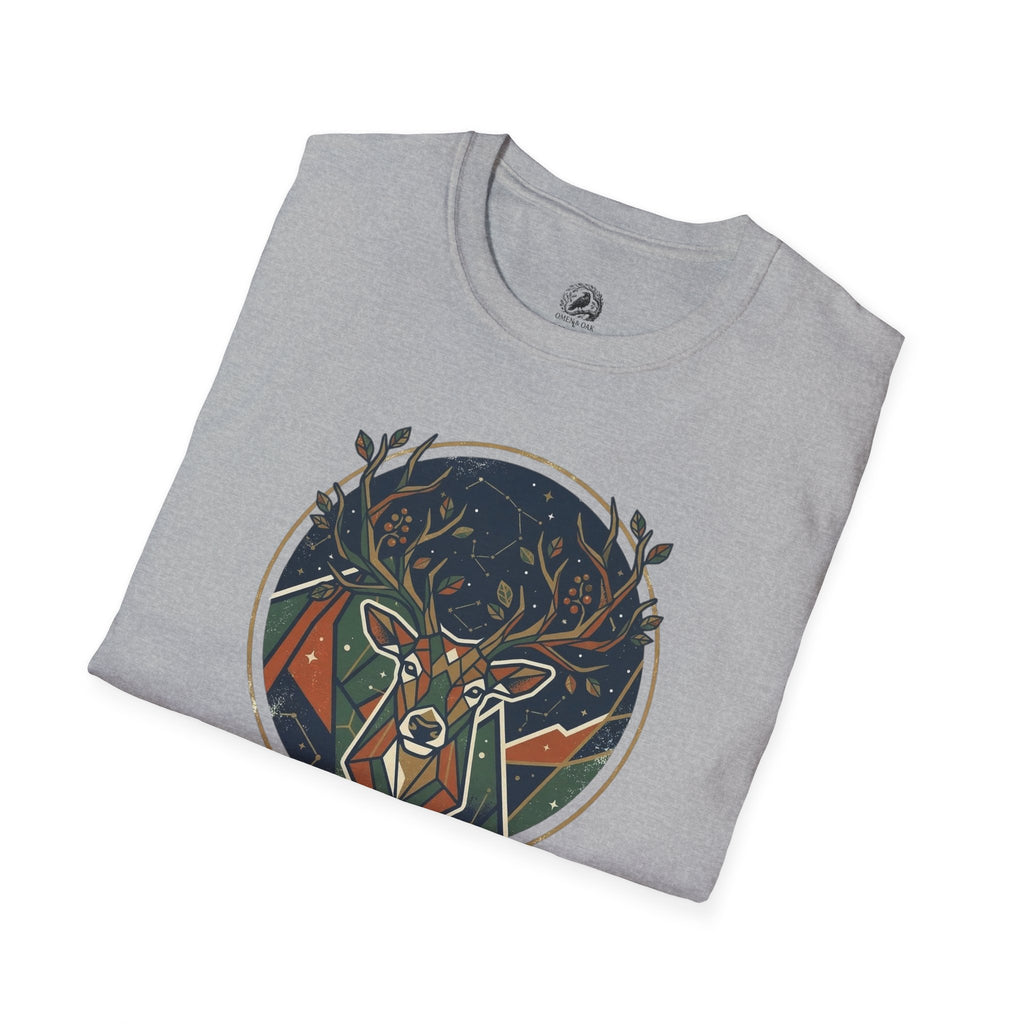 Mystic Forest Stag T-Shirt — Geometric Deer Nature Tee