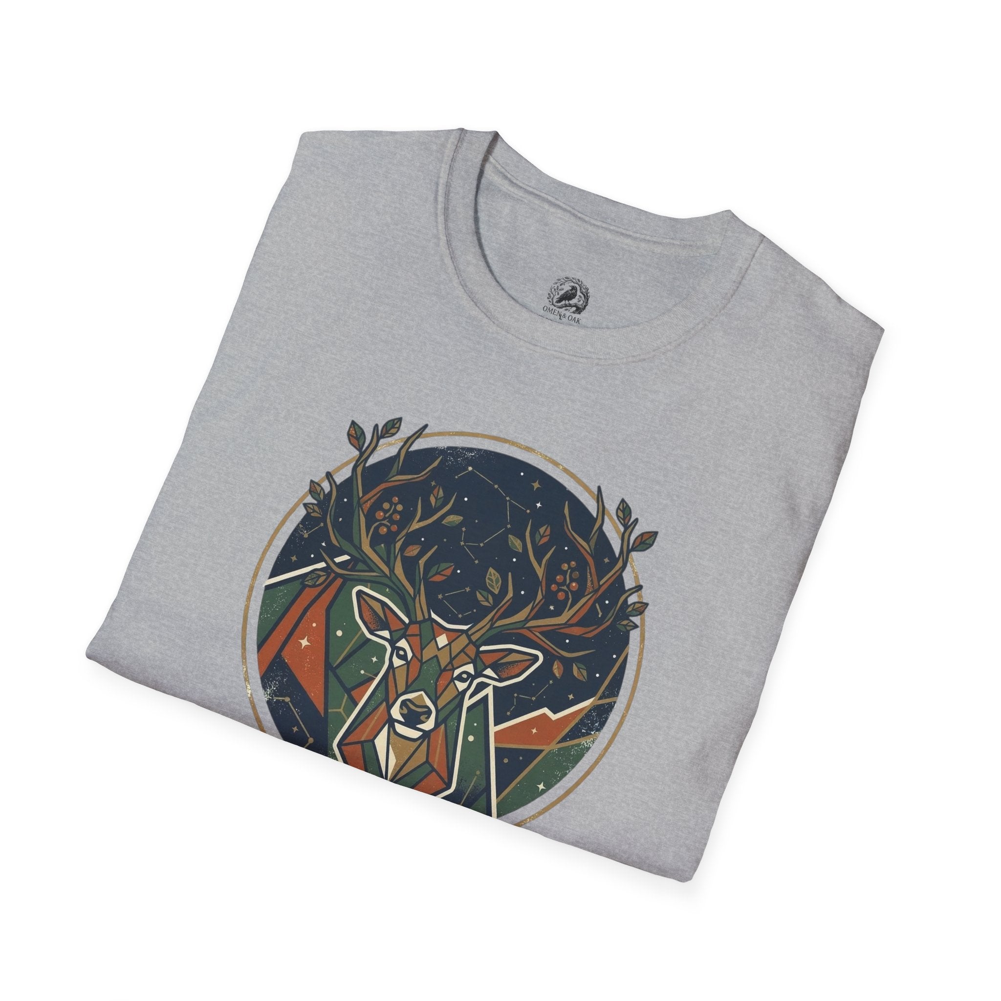 Mystic Forest Stag T-Shirt — Geometric Deer Nature Tee