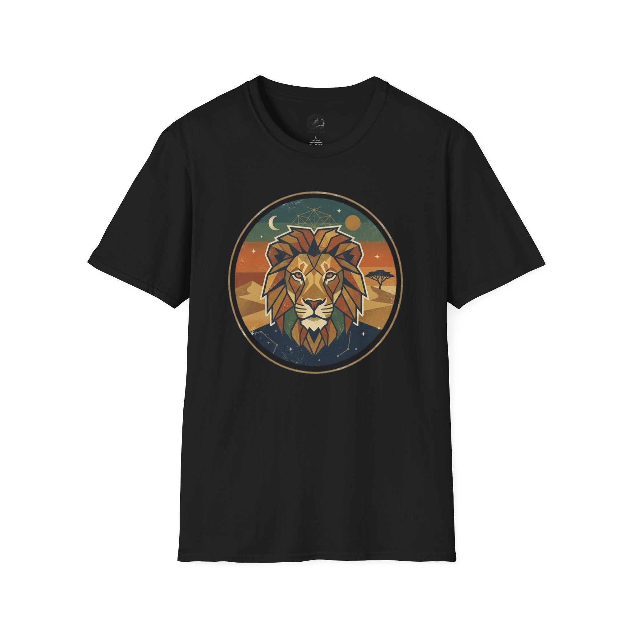 Lion Graphic T-Shirt — Retro Sunset Leopard King Tee