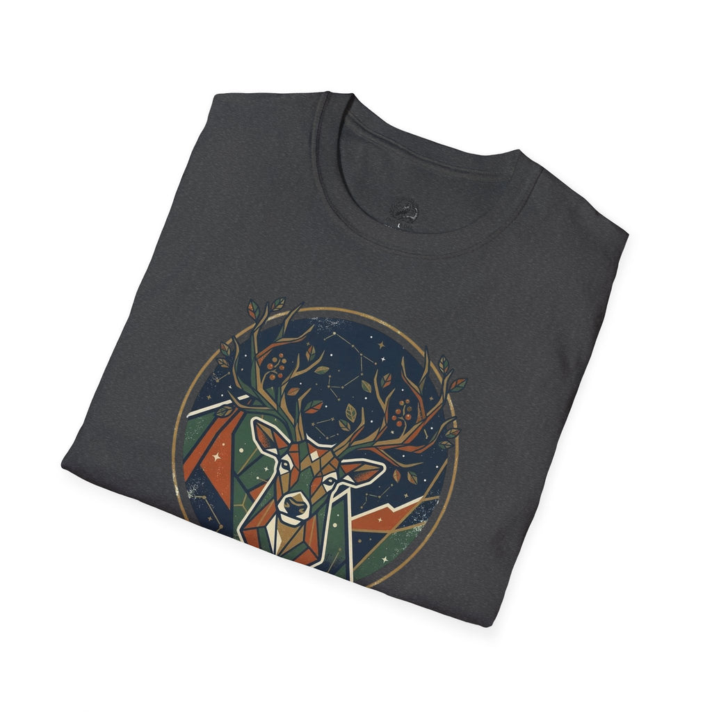 Mystic Forest Stag T-Shirt — Geometric Deer Nature Tee
