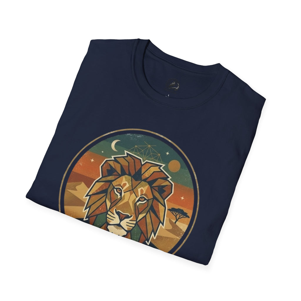 Lion Graphic T-Shirt — Retro Sunset Leopard King Tee