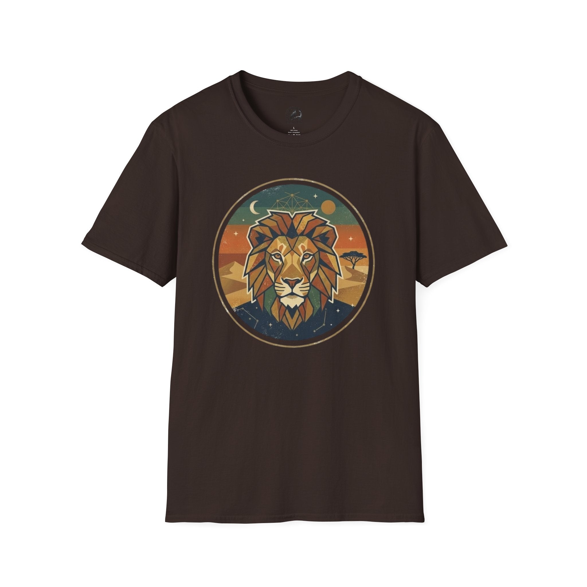 Lion Graphic T-Shirt — Retro Sunset Leopard King Tee