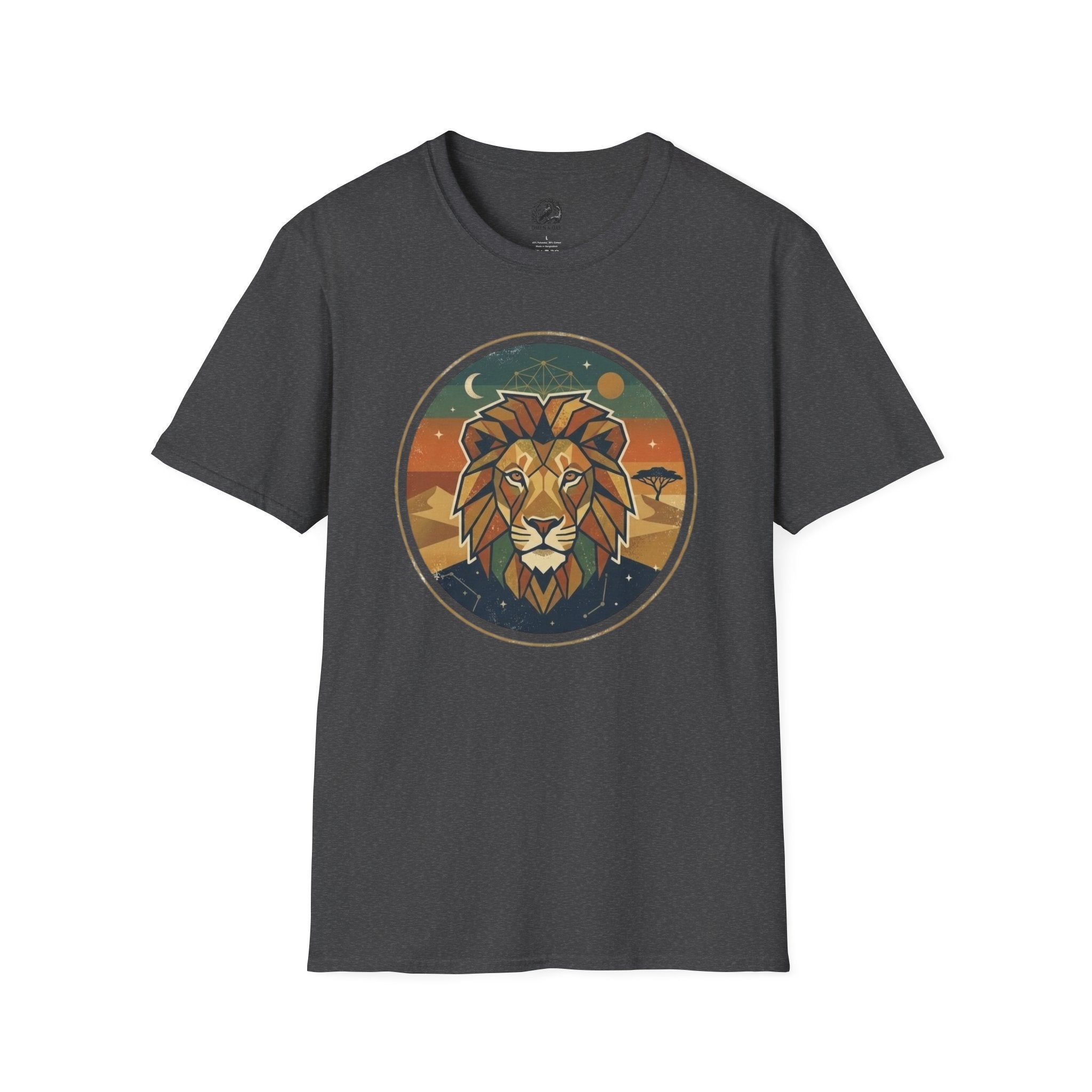 Lion Graphic T-Shirt — Retro Sunset Leopard King Tee