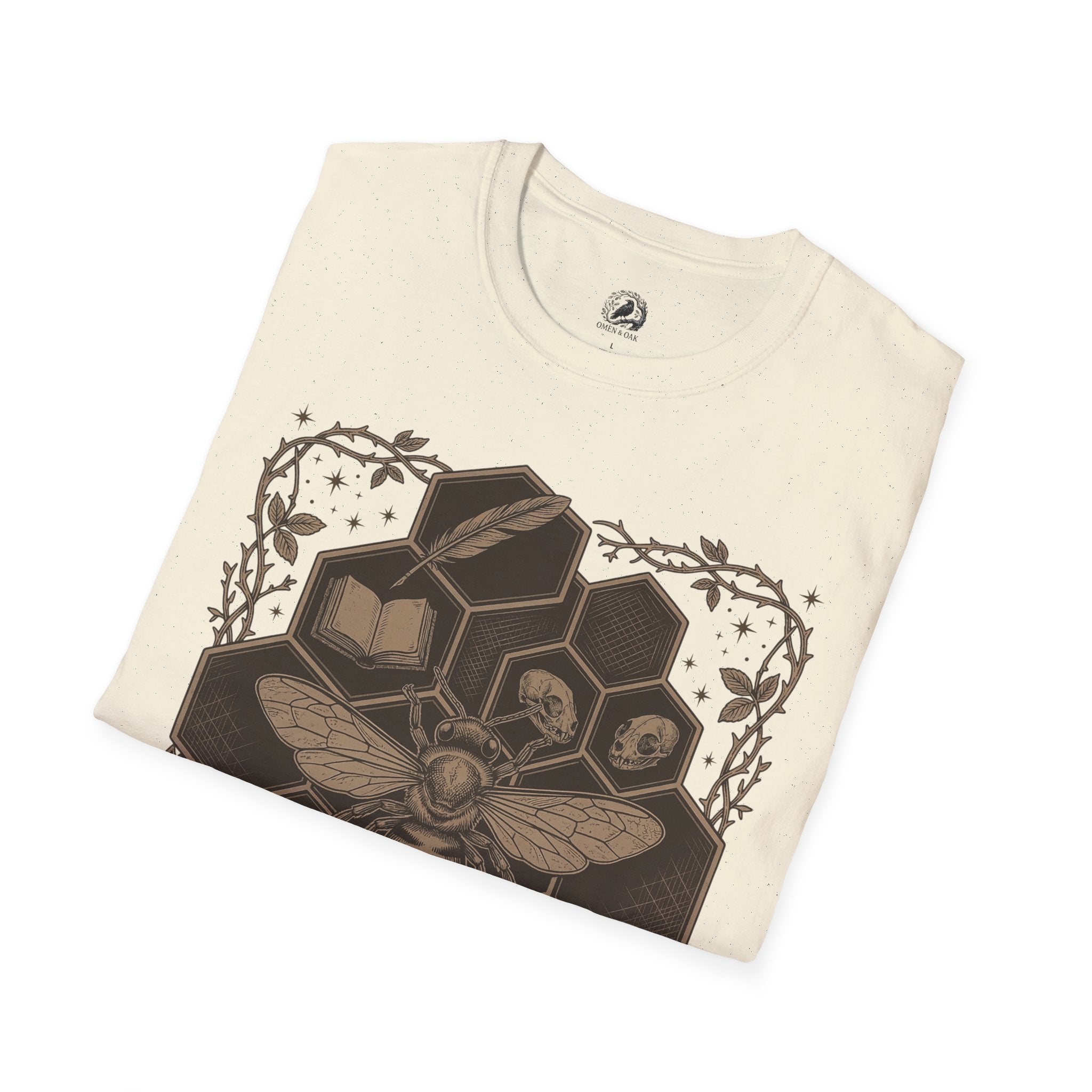 Bee Skull Honeycomb T-Shirt — Gothic Bee Graphic Tee