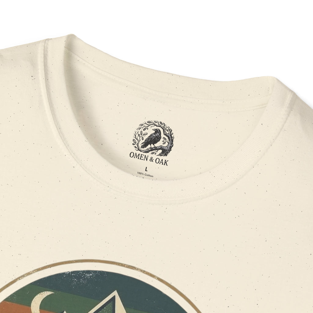 Wolf Mountain Circle T-Shirt — Retro Geometric Nature Graphic