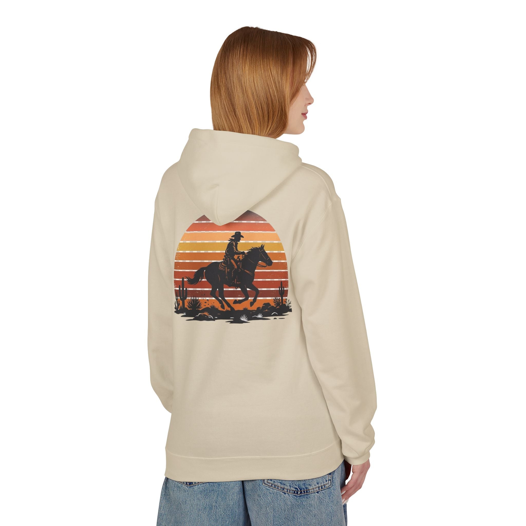 Horse Rider Sunset Hoodie — Retro Western Equestrian Sweatshirt