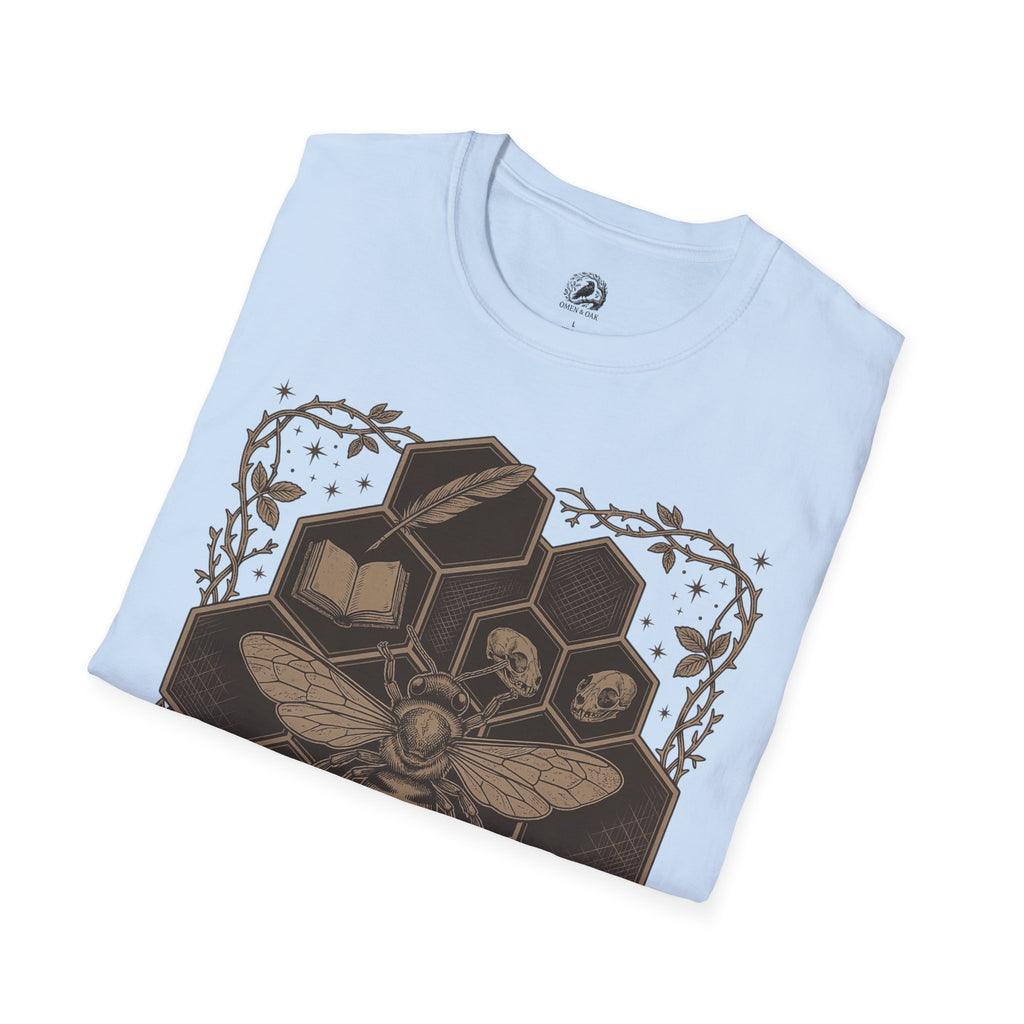 Bee Skull Honeycomb T-Shirt — Gothic Bee Graphic Tee