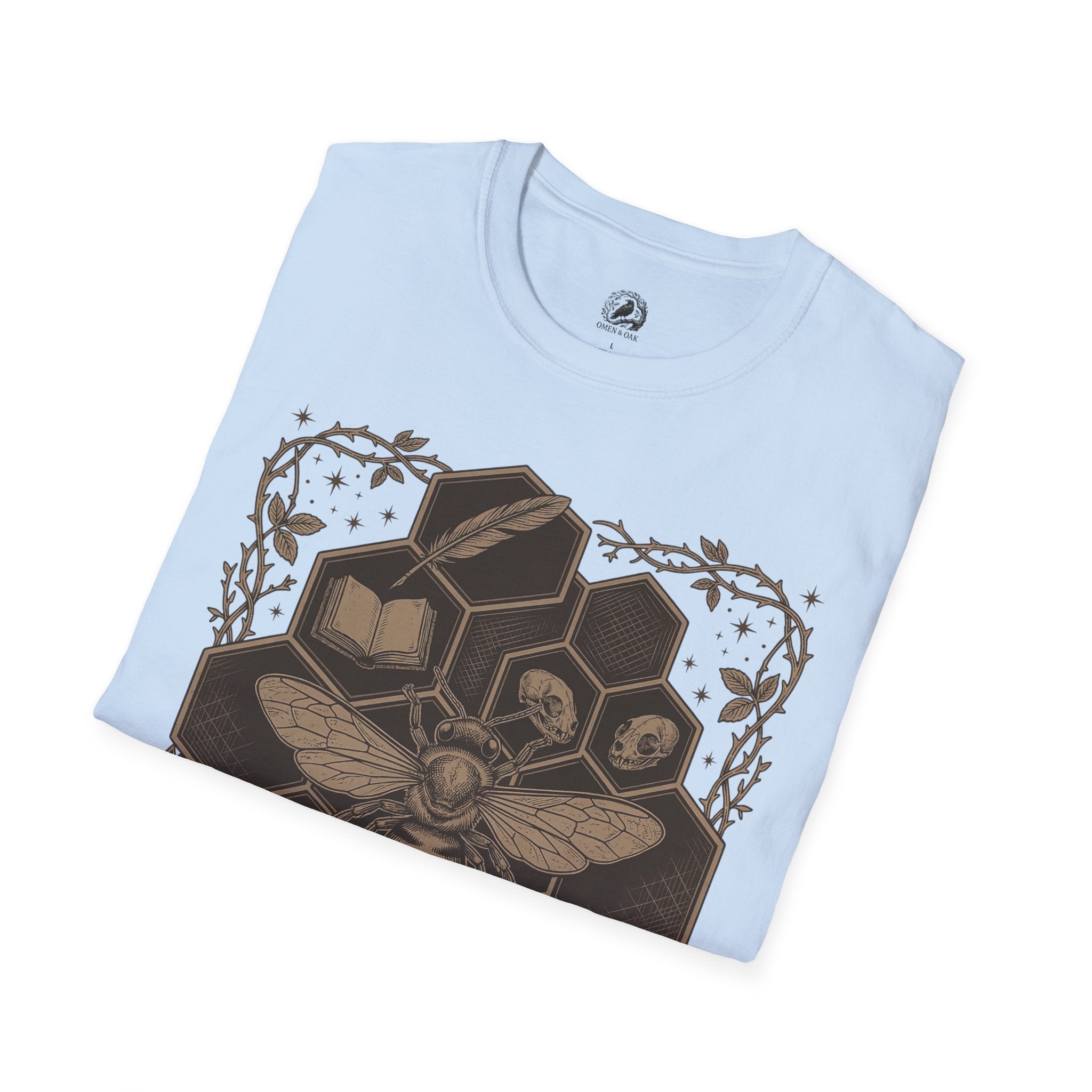 Bee Skull Honeycomb T-Shirt — Gothic Bee Graphic Tee