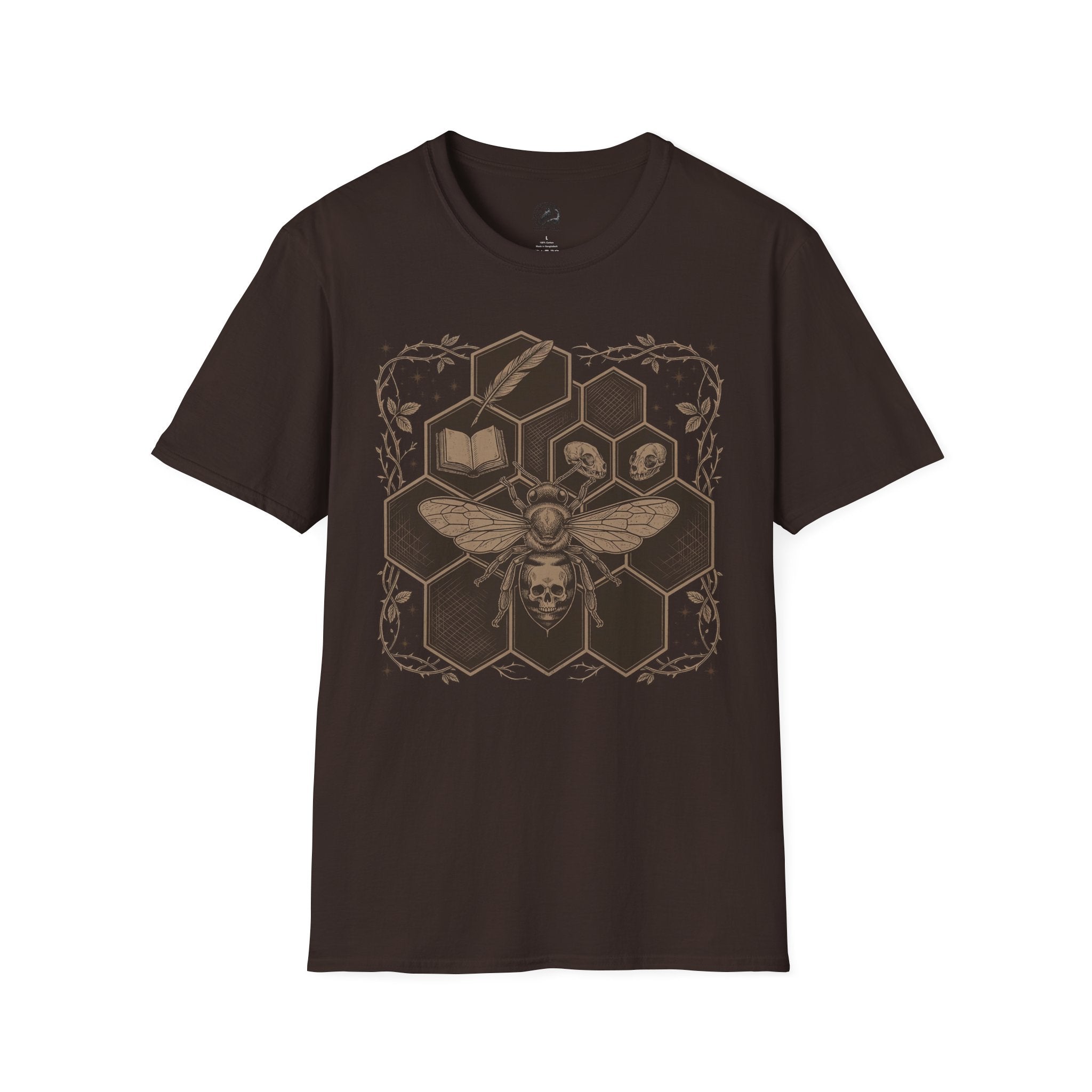 Bee Skull Honeycomb T-Shirt — Gothic Bee Graphic Tee