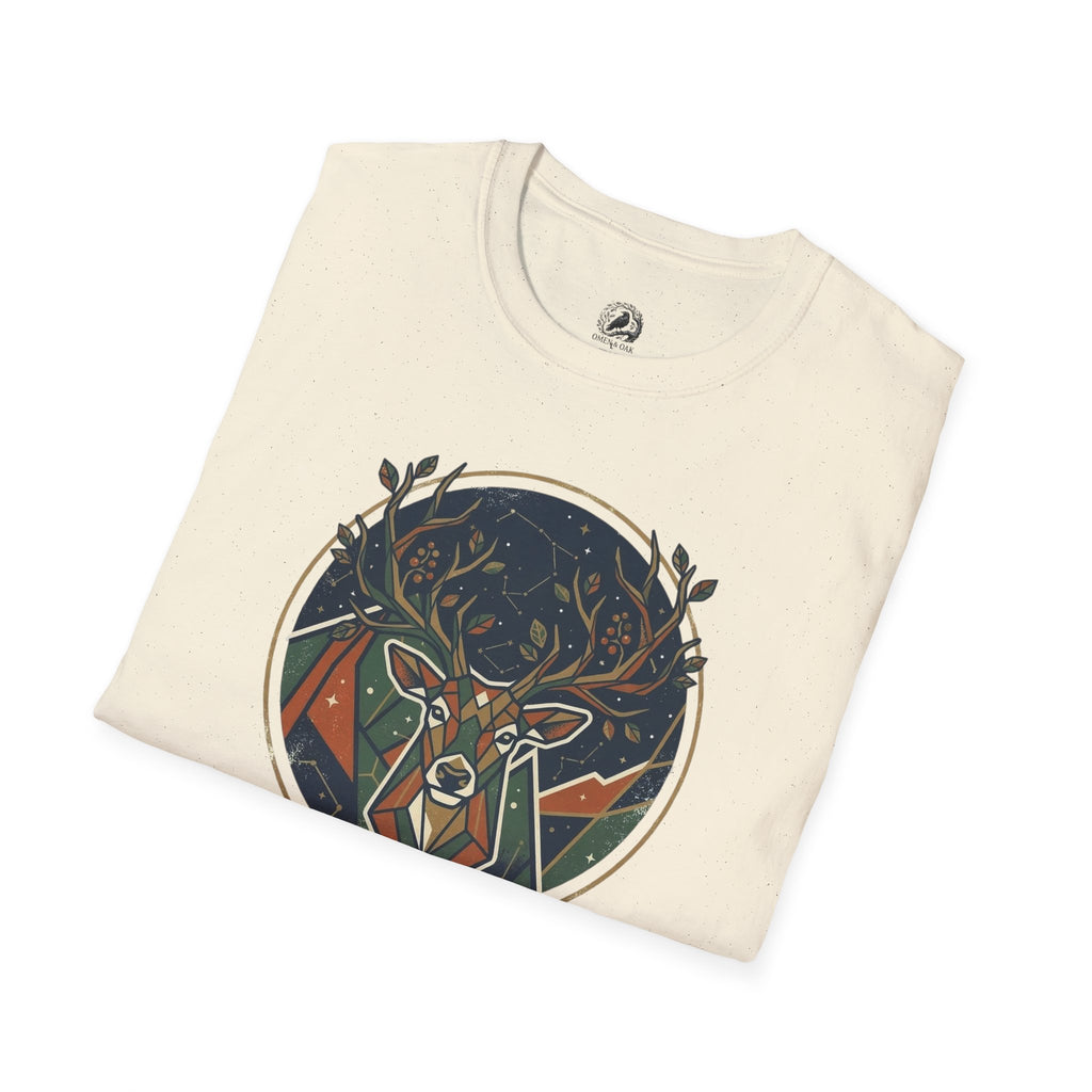 Mystic Forest Stag T-Shirt — Geometric Deer Nature Tee