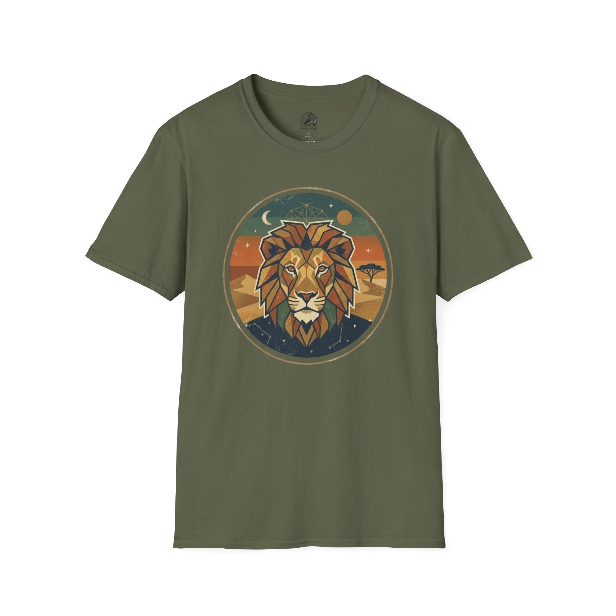 Lion Graphic T-Shirt — Retro Sunset Leopard King Tee