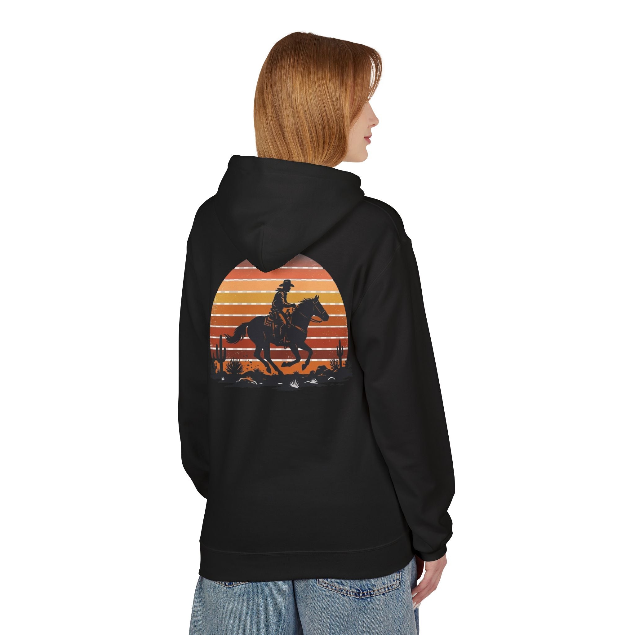 Horse Rider Sunset Hoodie — Retro Western Equestrian Sweatshirt