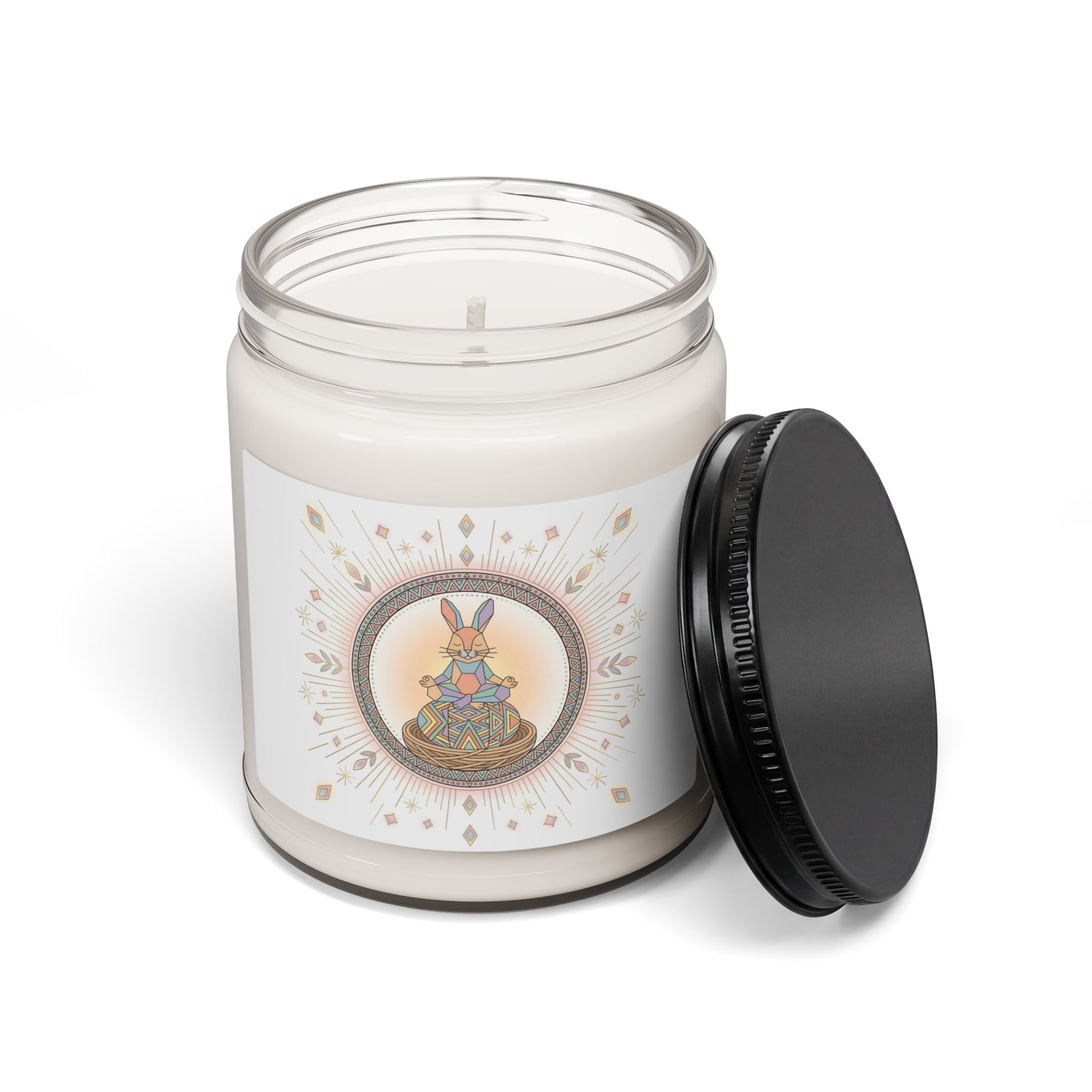 9oz Soy Candle — Whimsical Bunny Floral Design (Scented)