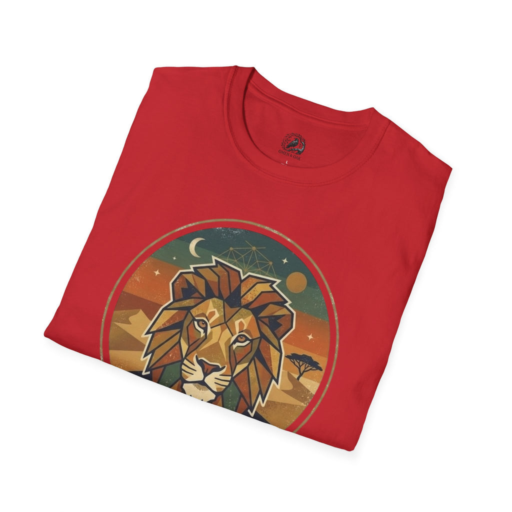 Lion Graphic T-Shirt — Retro Sunset Leopard King Tee