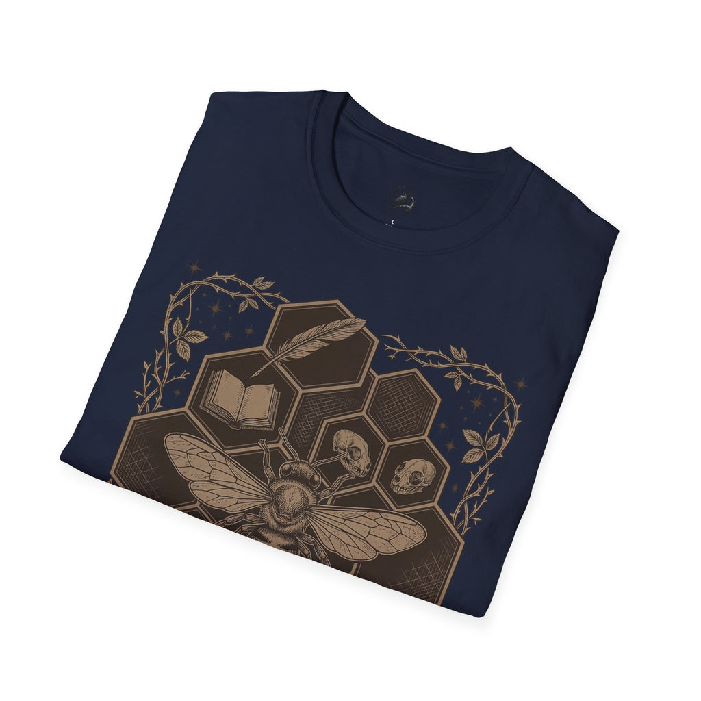 Bee Skull Honeycomb T-Shirt — Gothic Bee Graphic Tee