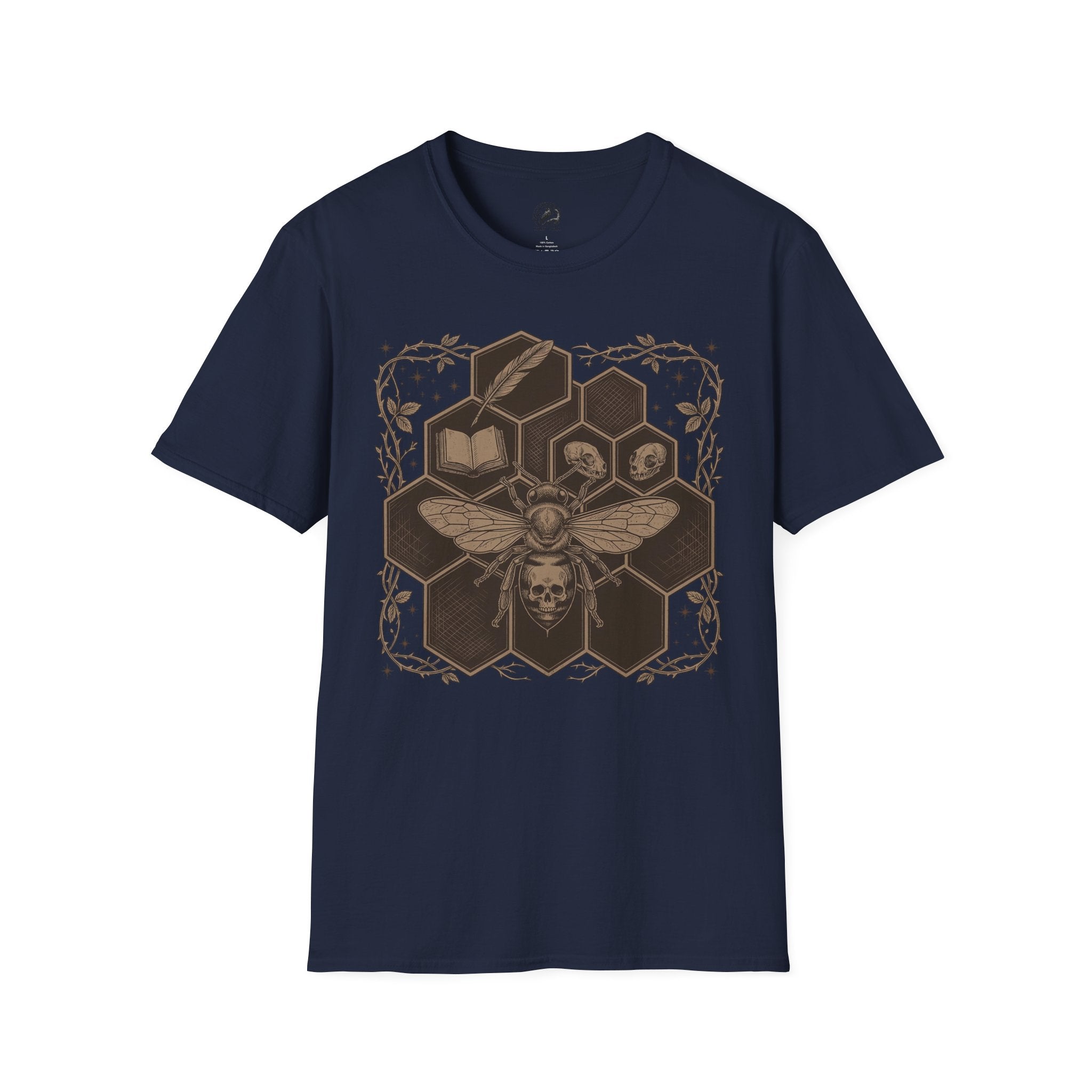 Bee Skull Honeycomb T-Shirt — Gothic Bee Graphic Tee