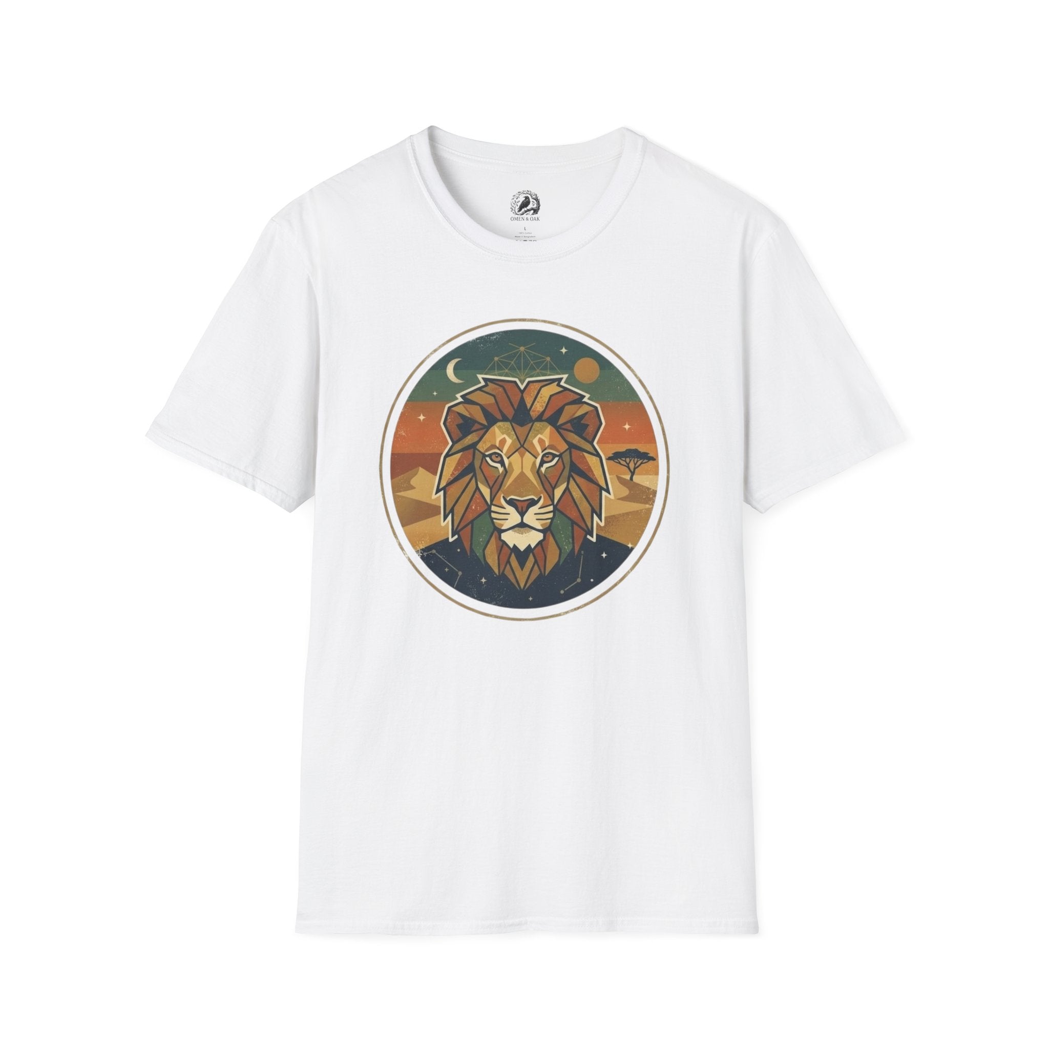 Lion Graphic T-Shirt — Retro Sunset Leopard King Tee