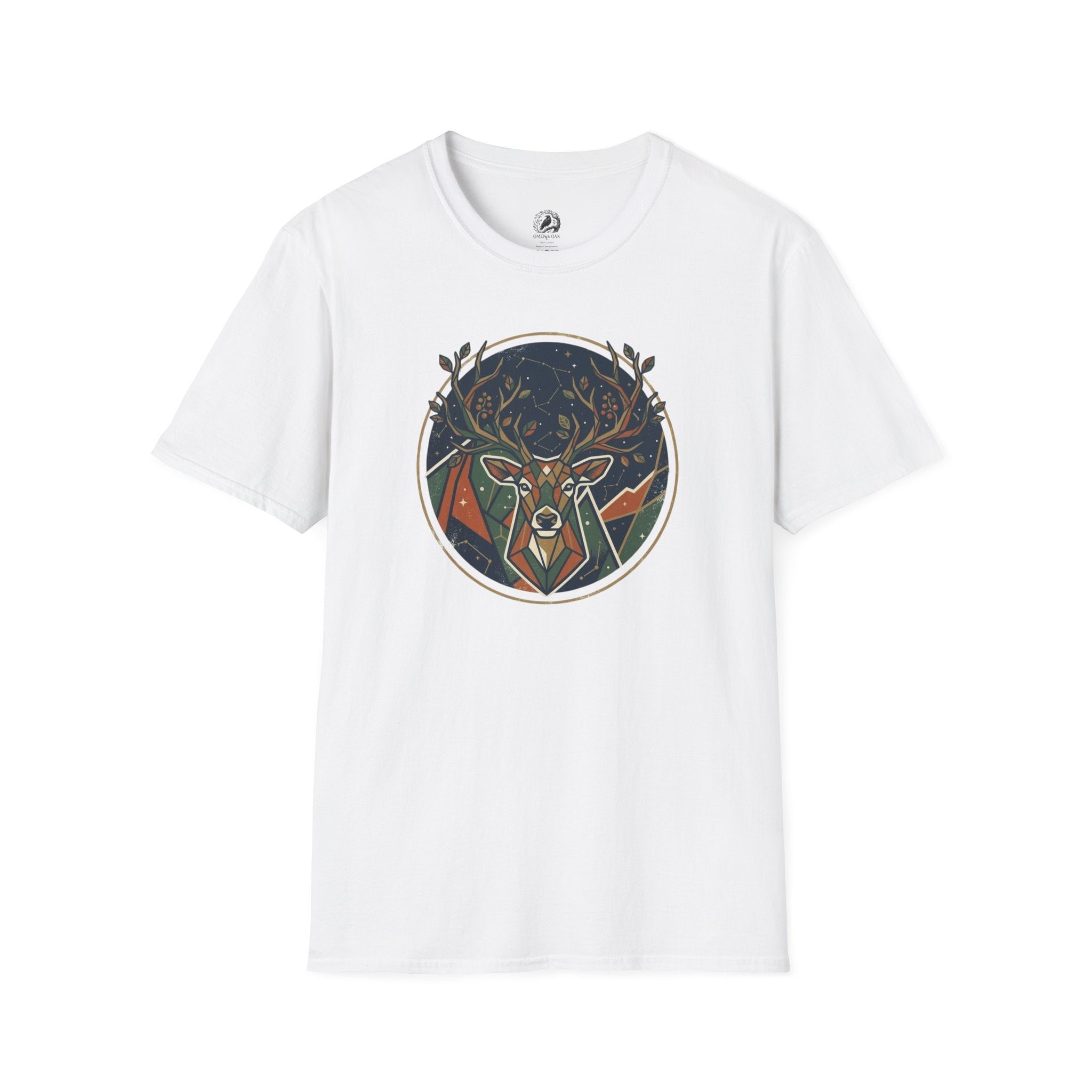 Mystic Forest Stag T-Shirt — Geometric Deer Nature Tee