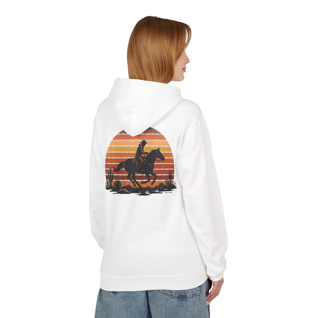 Horse Rider Sunset Hoodie — Retro Western Equestrian Sweatshirt