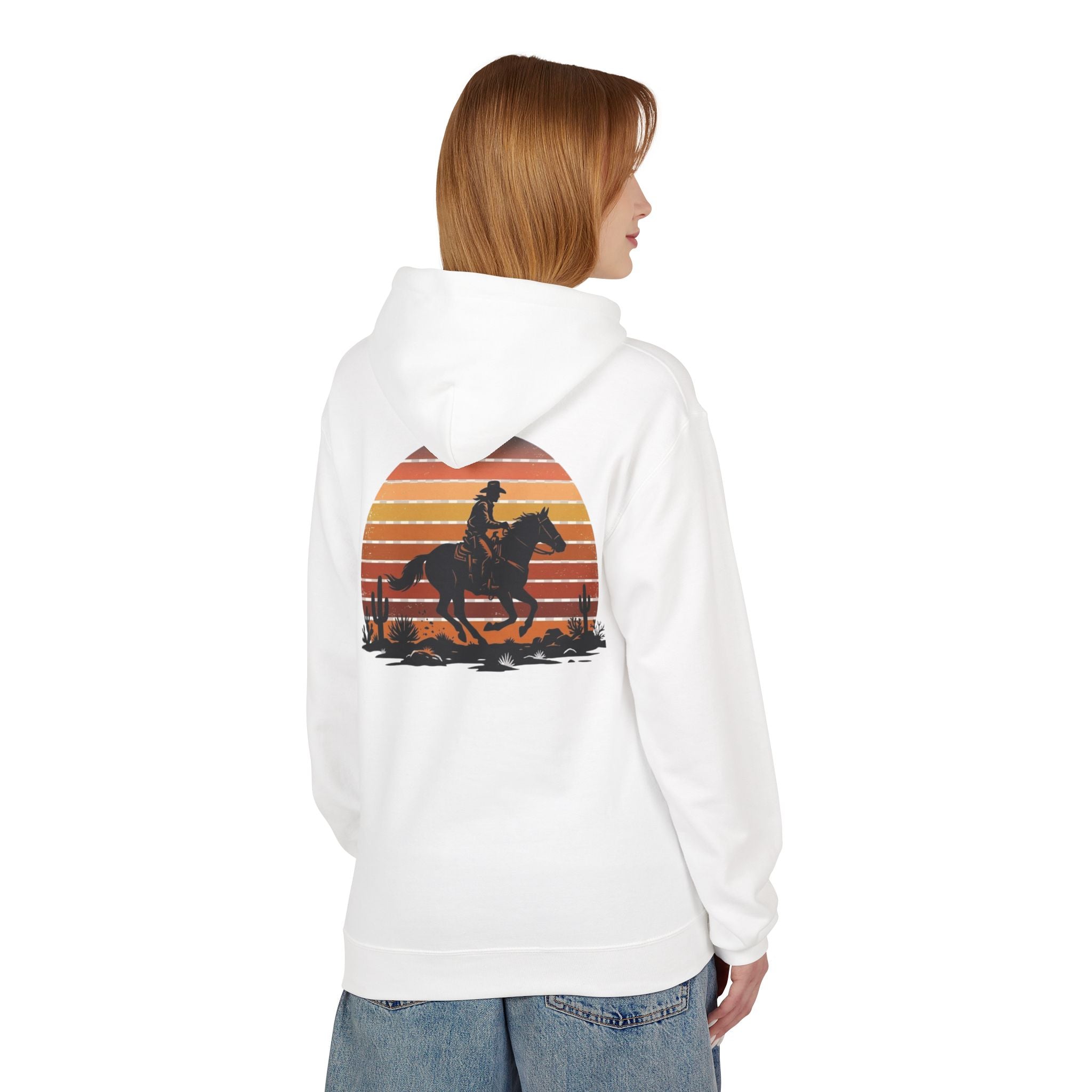 Horse Rider Sunset Hoodie — Retro Western Equestrian Sweatshirt