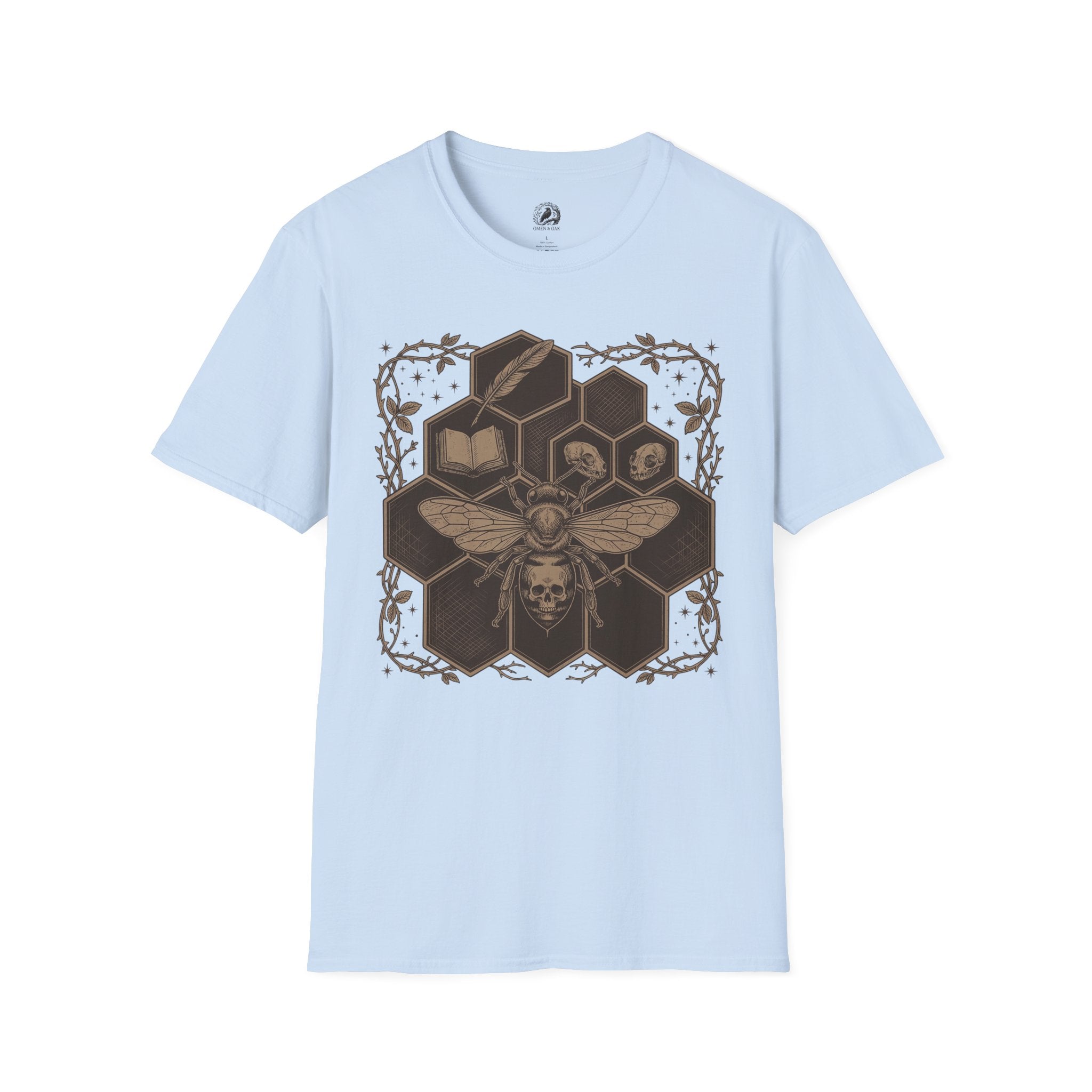 Bee Skull Honeycomb T-Shirt — Gothic Bee Graphic Tee
