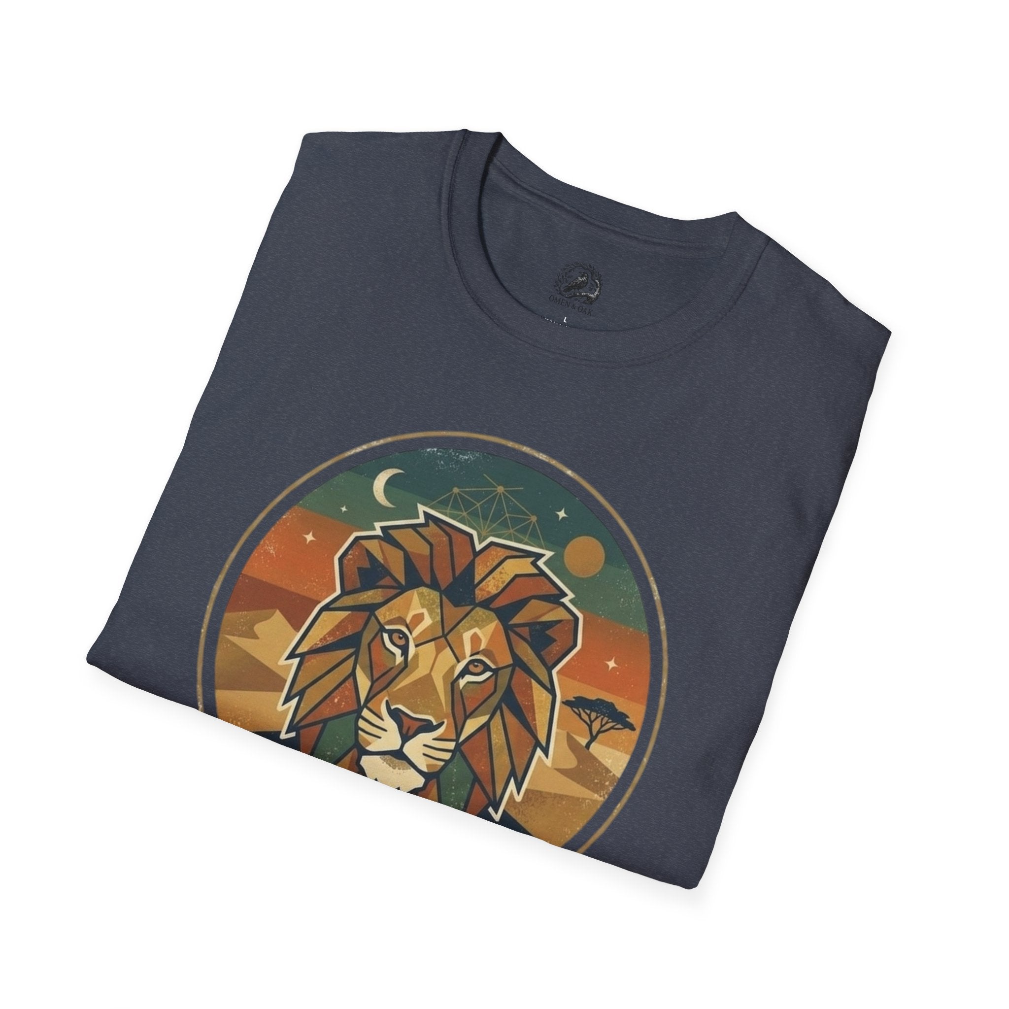 Lion Graphic T-Shirt — Retro Sunset Leopard King Tee