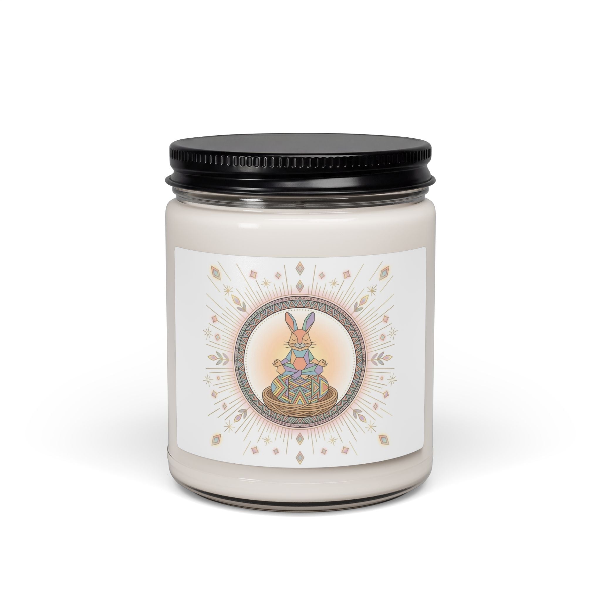 9oz Soy Candle — Whimsical Bunny Floral Design (Scented)