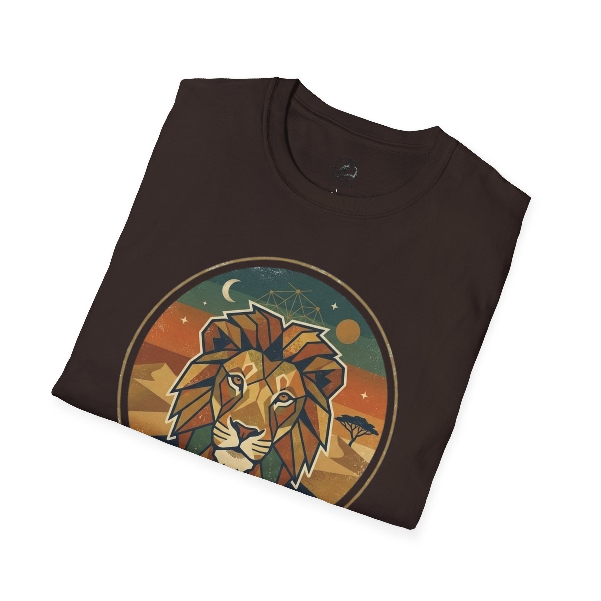 Lion Graphic T-Shirt — Retro Sunset Leopard King Tee