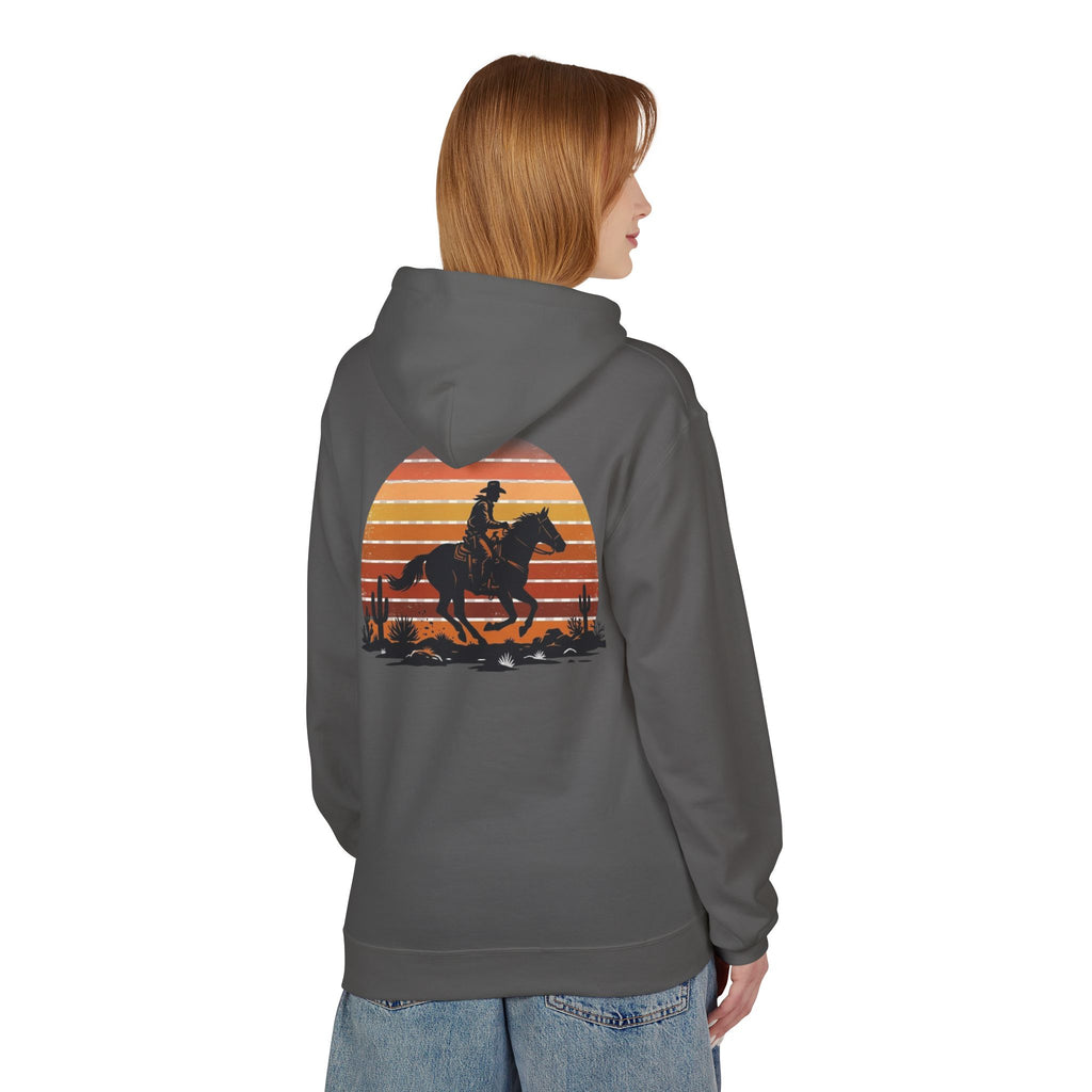 Horse Rider Sunset Hoodie — Retro Western Equestrian Sweatshirt