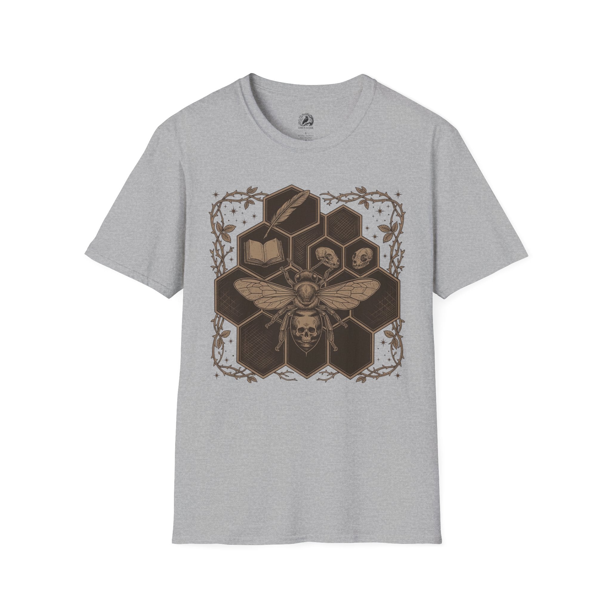 Bee Skull Honeycomb T-Shirt — Gothic Bee Graphic Tee