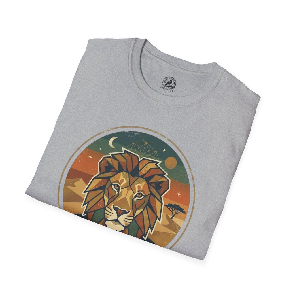 Lion Graphic T-Shirt — Retro Sunset Leopard King Tee