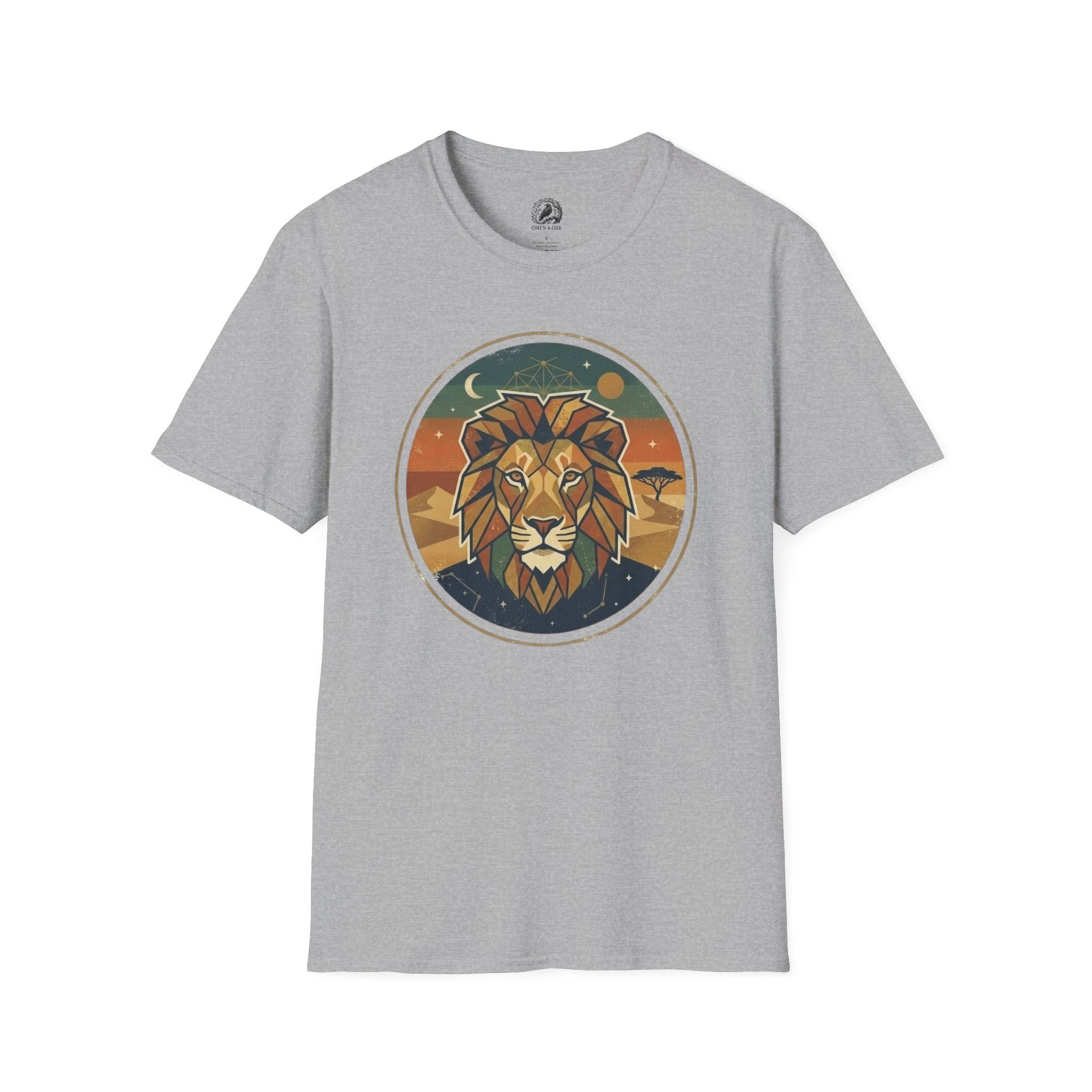 Lion Graphic T-Shirt — Retro Sunset Leopard King Tee