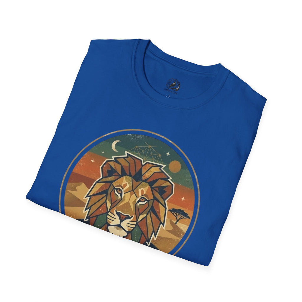 Lion Graphic T-Shirt — Retro Sunset Leopard King Tee