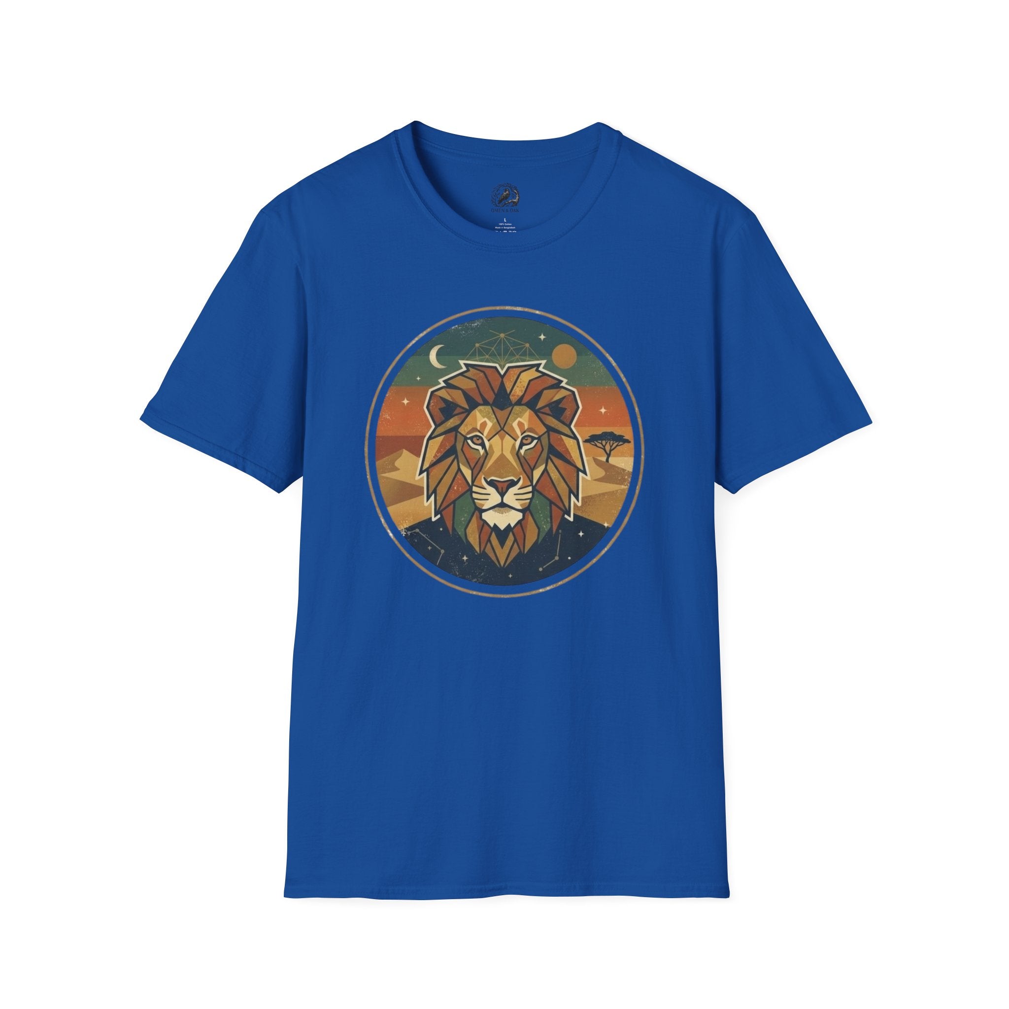 Lion Graphic T-Shirt — Retro Sunset Leopard King Tee